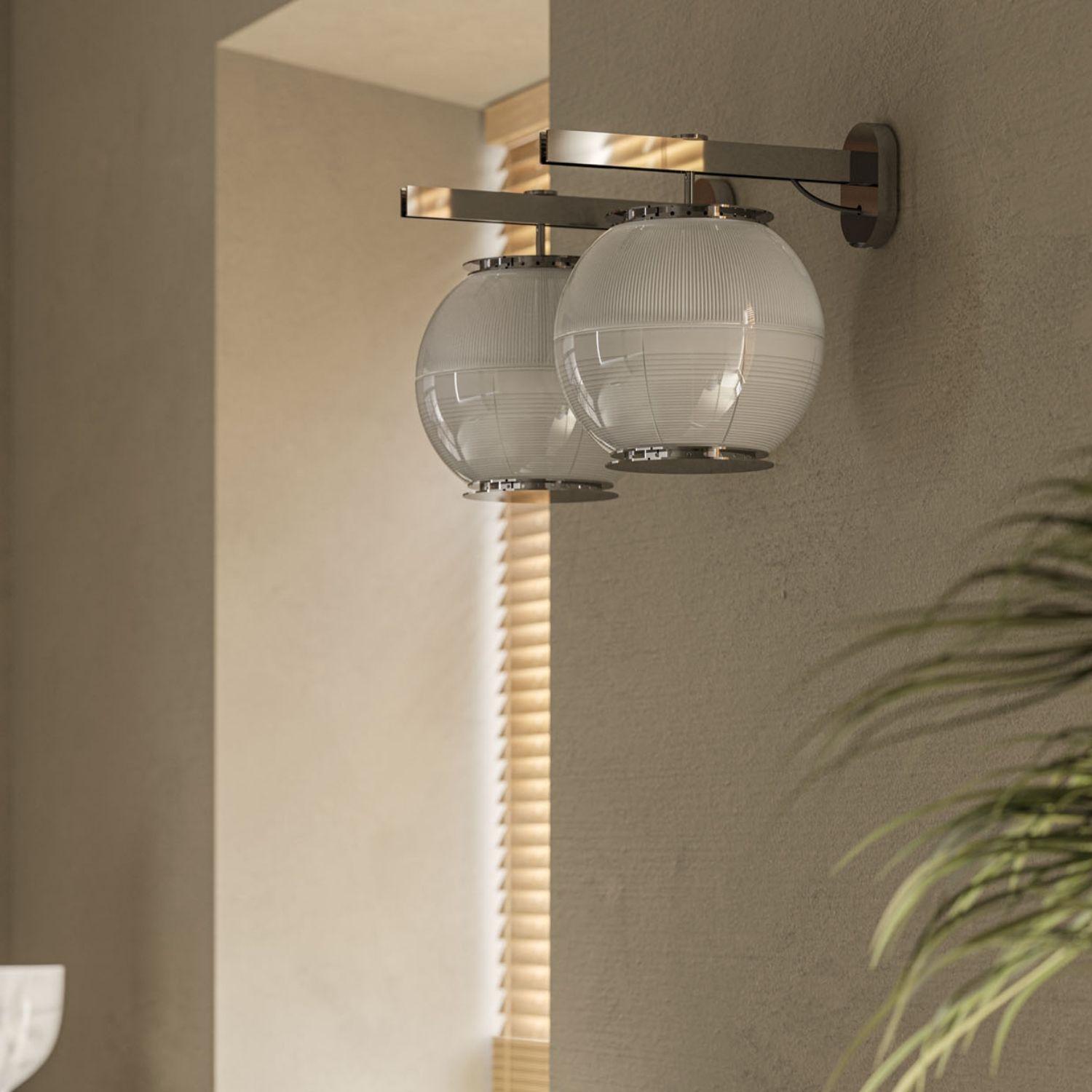 Mid-Century Modern Ignazio Gardella 'Doppio Vetro' Wall Lamp in Chrome and Glass for Tato Italia For Sale