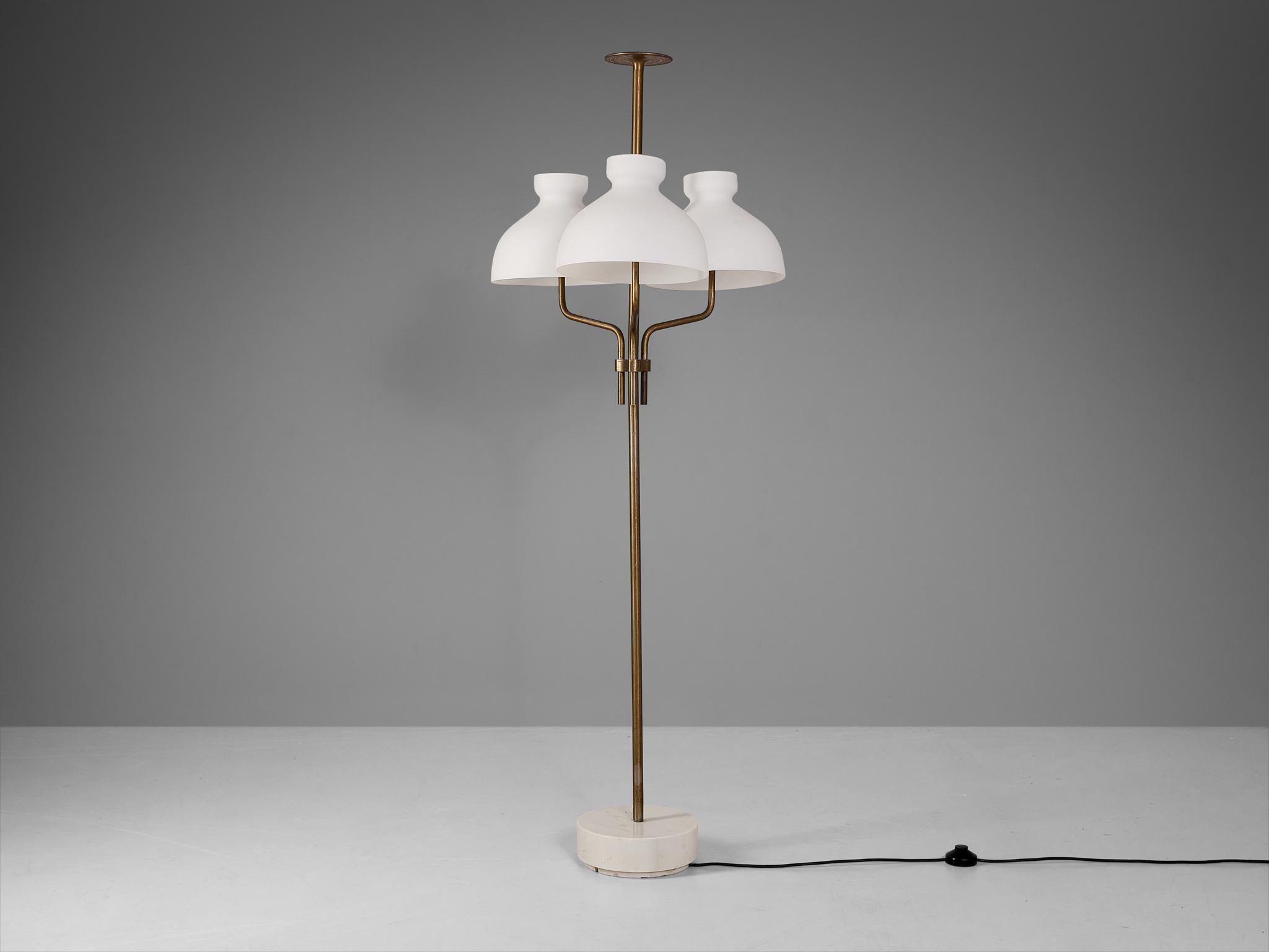 Ignazio Gardella for Azucena 'Arenzano' Floor Lamp in Brass & Opaline Glass  For Sale 3