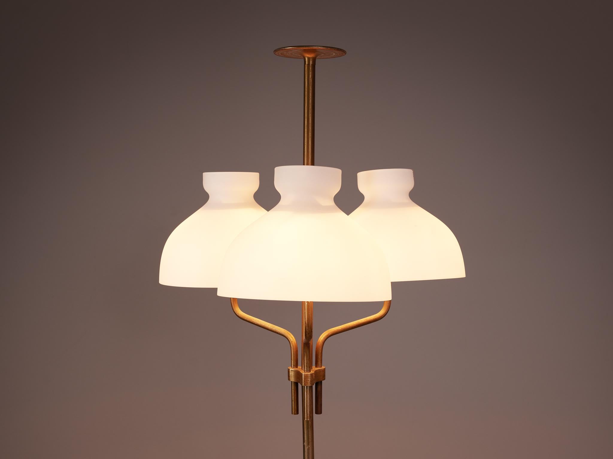 Carrara Marble Ignazio Gardella for Azucena 'Arenzano' Floor Lamp in Brass & Opaline Glass  For Sale