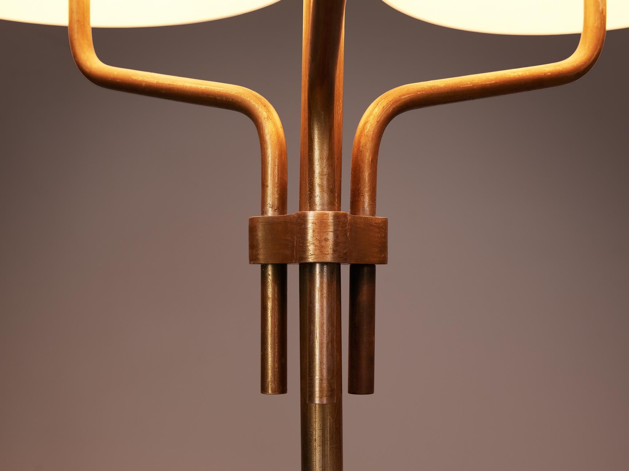 Ignazio Gardella for Azucena 'Arenzano' Floor Lamp in Brass & Opaline Glass  For Sale 1