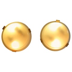 Ignazio Gardella for Azucena Italian Brass Glass Sconces or Ceiling Lamps, 1950s