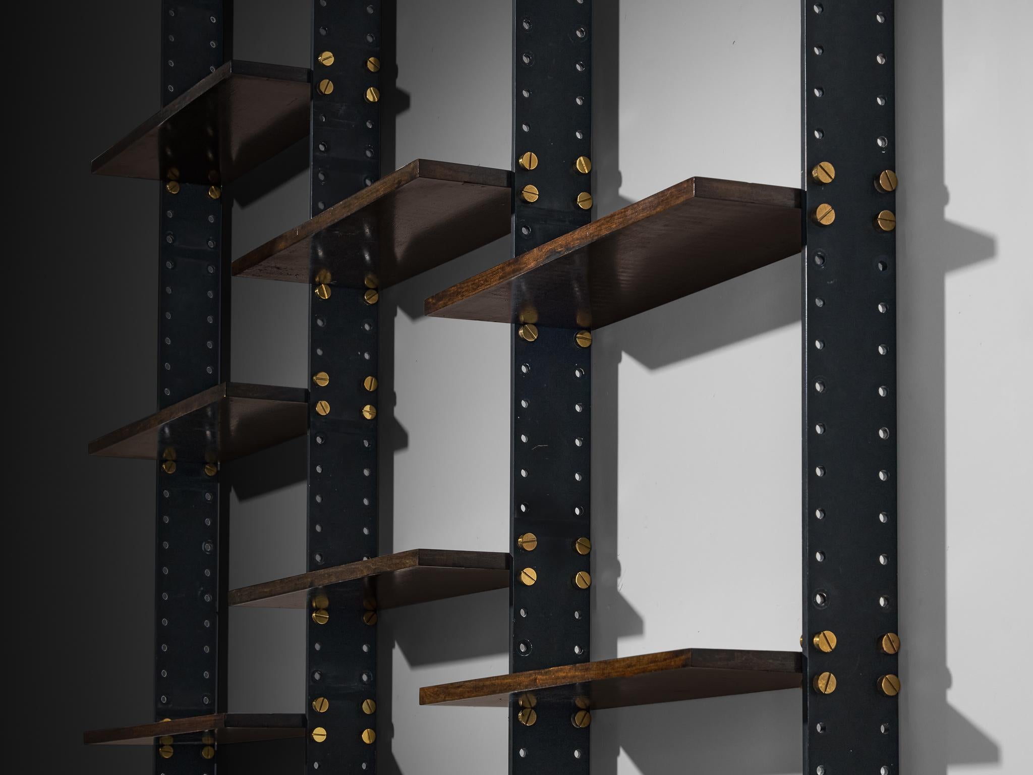 Mid-Century moderno Ignazio Gardella per Azucena Libreria 'Lib 2' in ferro, ottone e Wood
