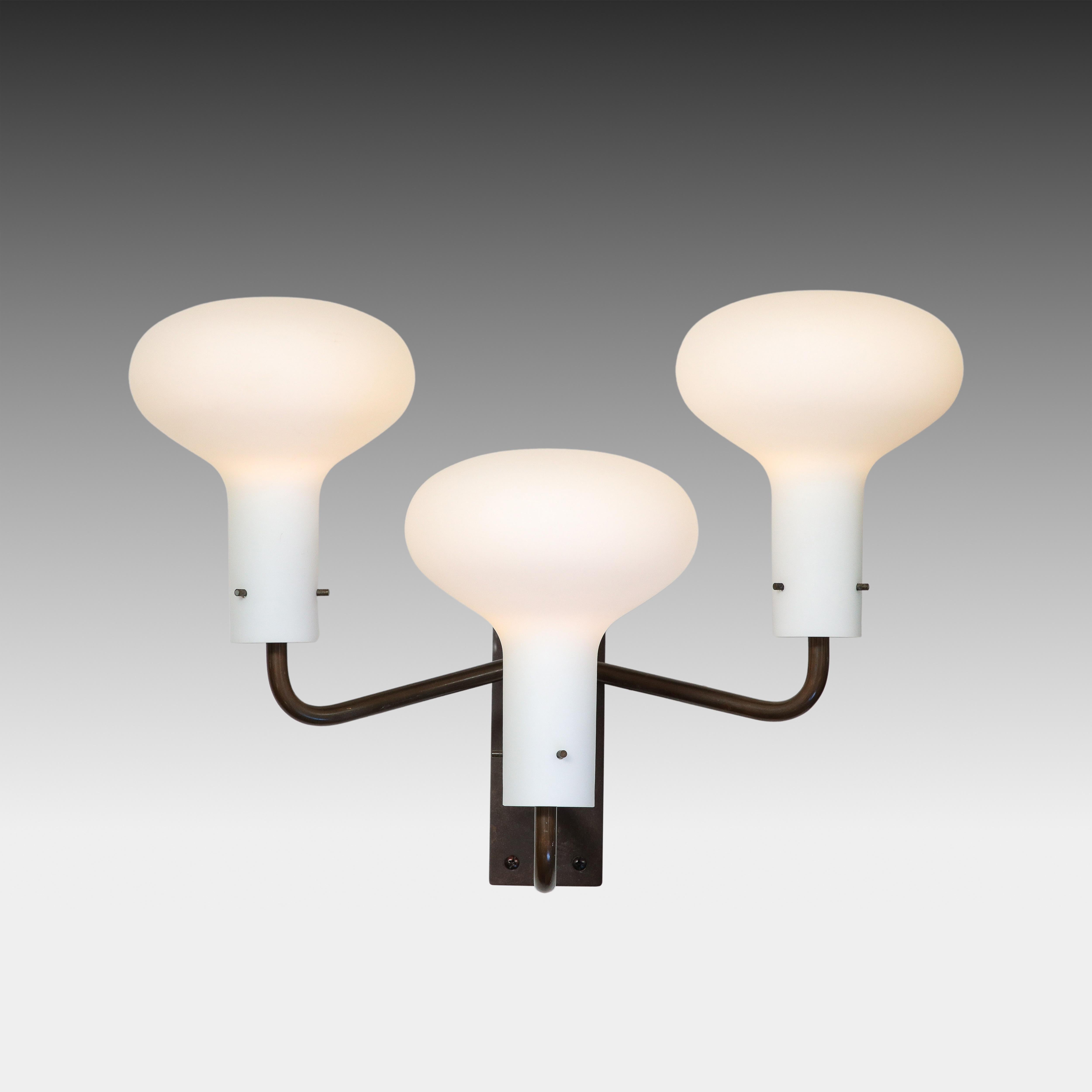 Mid-Century Modern Ignazio Gardella for Azucena Pair of Three Arm Wall Lights Model LP12, 1950s For Sale