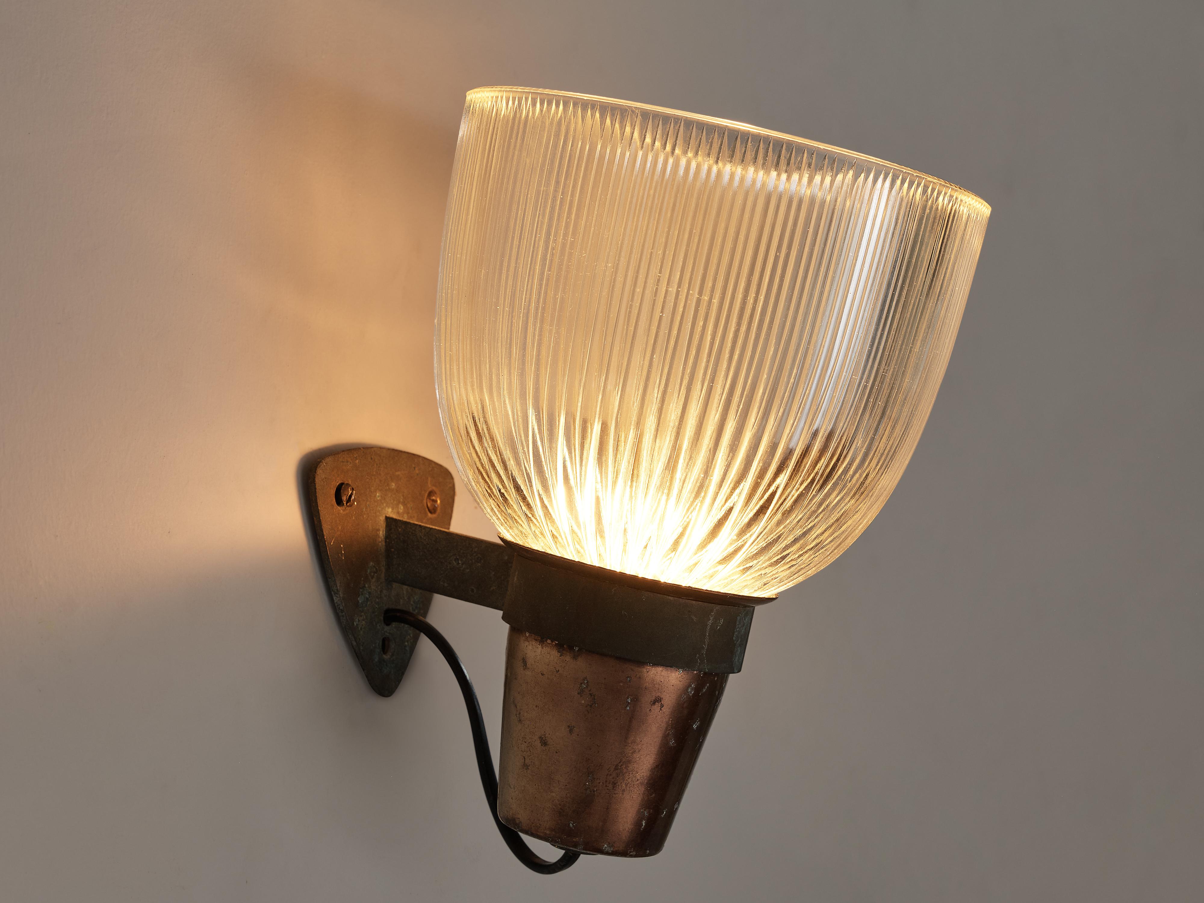 Italian Ignazio Gardella for Azucena Wall Lamp Model ‘LP5’ in Copper and Glass