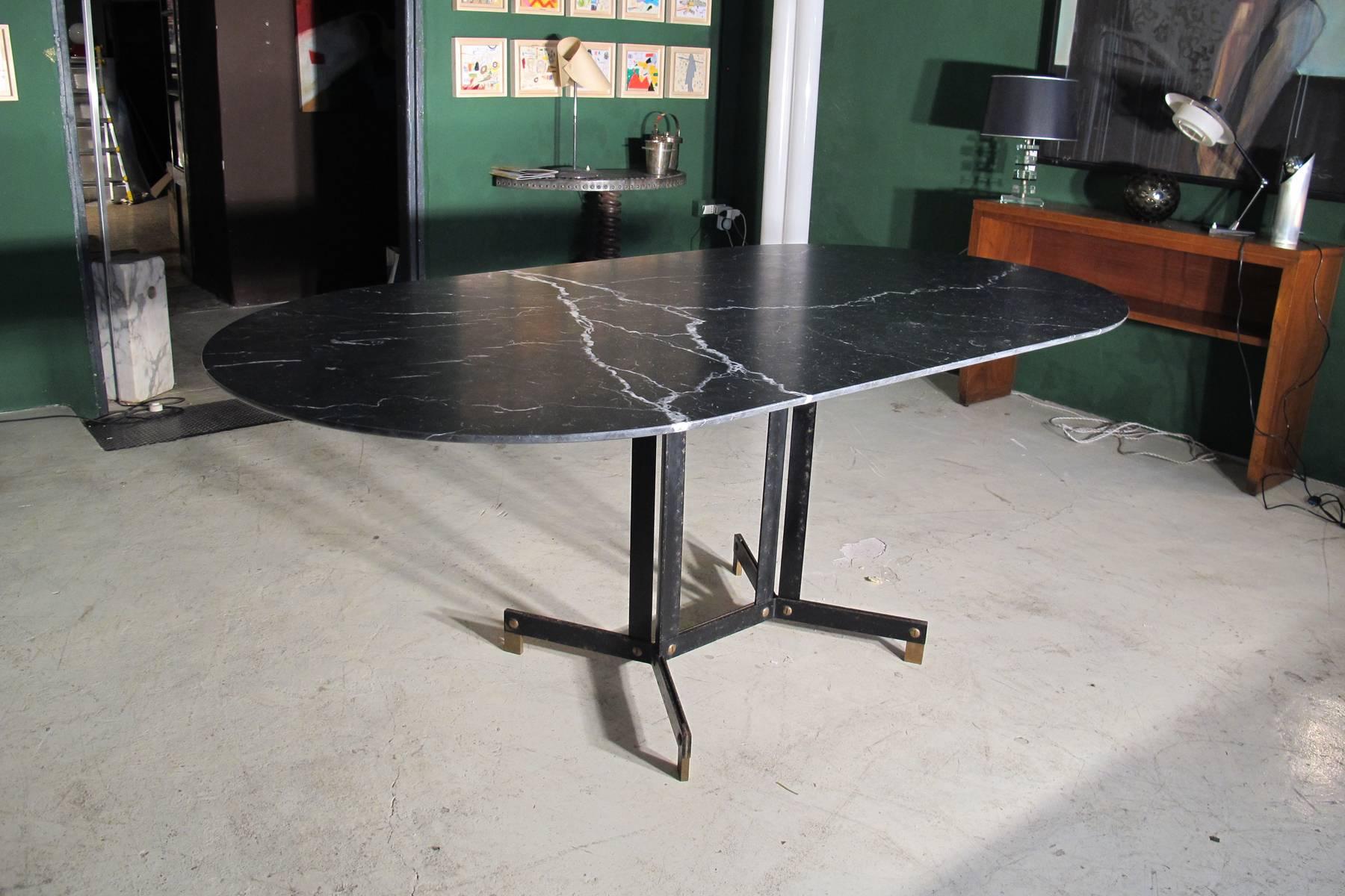 Ignazio Gardella for Azucena, Dining Table in Black Marquinia Marble, 1950 4