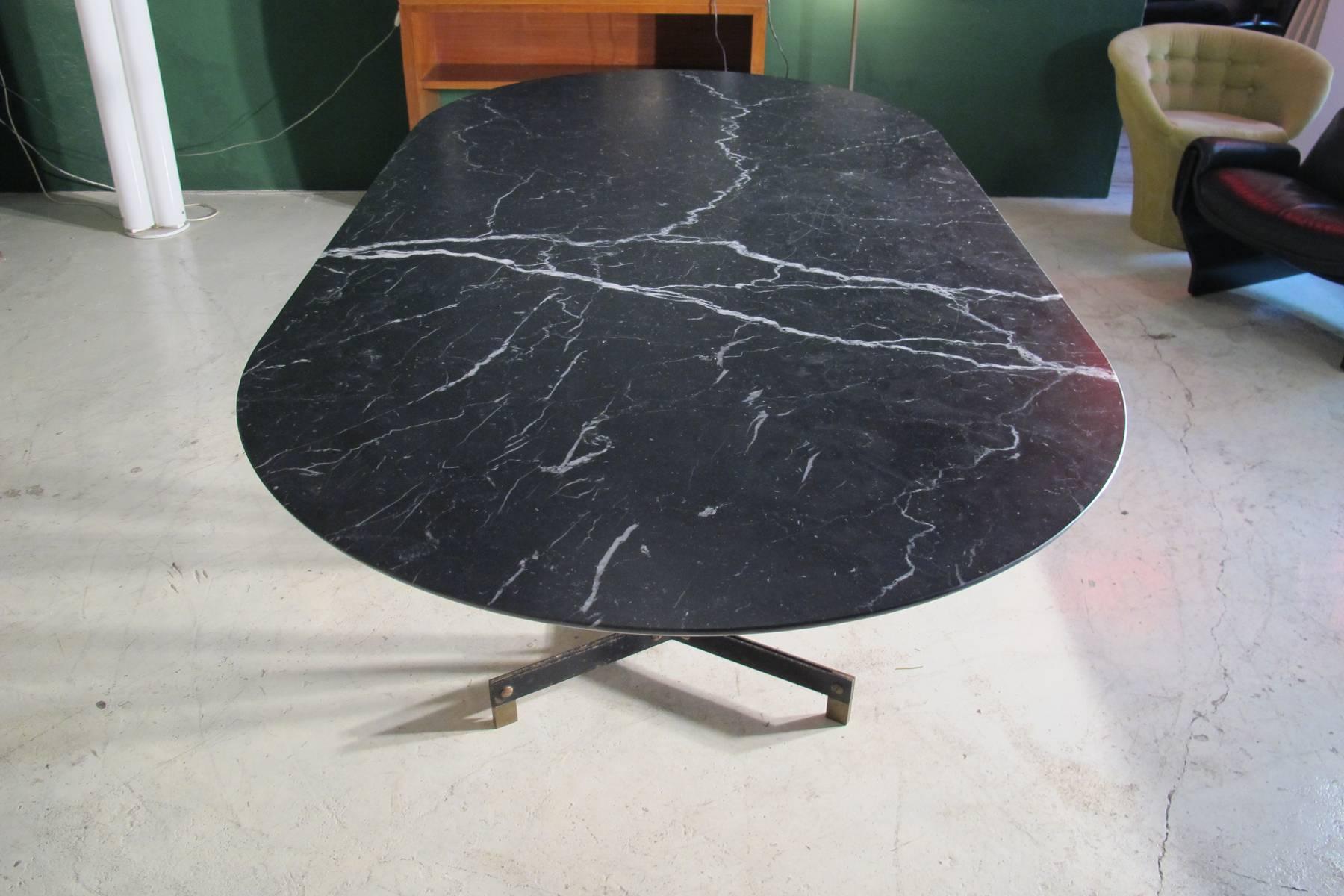 Mid-20th Century Ignazio Gardella for Azucena, Dining Table in Black Marquinia Marble, 1950