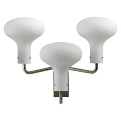 Ignazio Gardella 'Galleria' 3-Arm Nickel and Glass Wall Lamp for Tato Italia