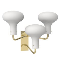 Ignazio Gardella 'Galleria' 3-Arm Wall Lamp in Brass and Glass for Tato Italia