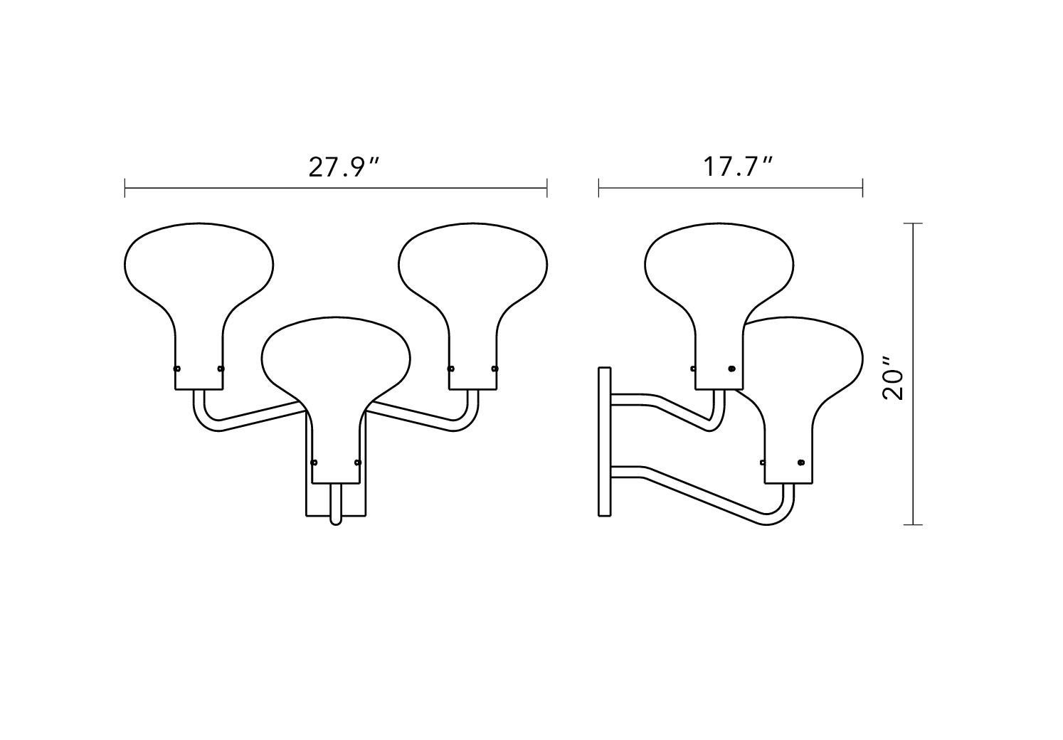 Ignazio Gardella 'Galleria' 3-Arm Wall Lamp for Tato Italia in Chrome In New Condition For Sale In Glendale, CA