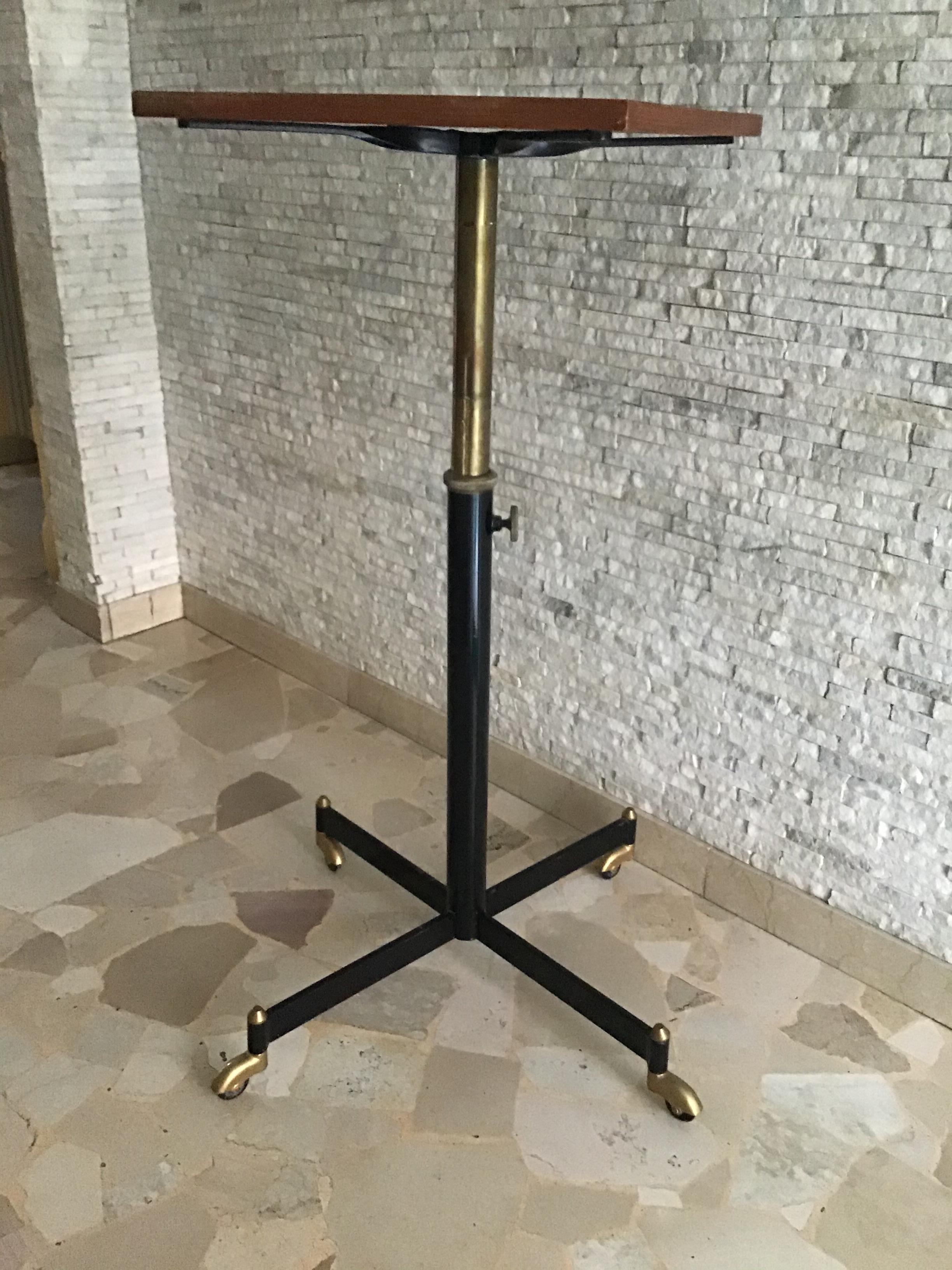 Other Ignazio Gardella Height adjustable Table Wood Brass 1950 Italy  For Sale