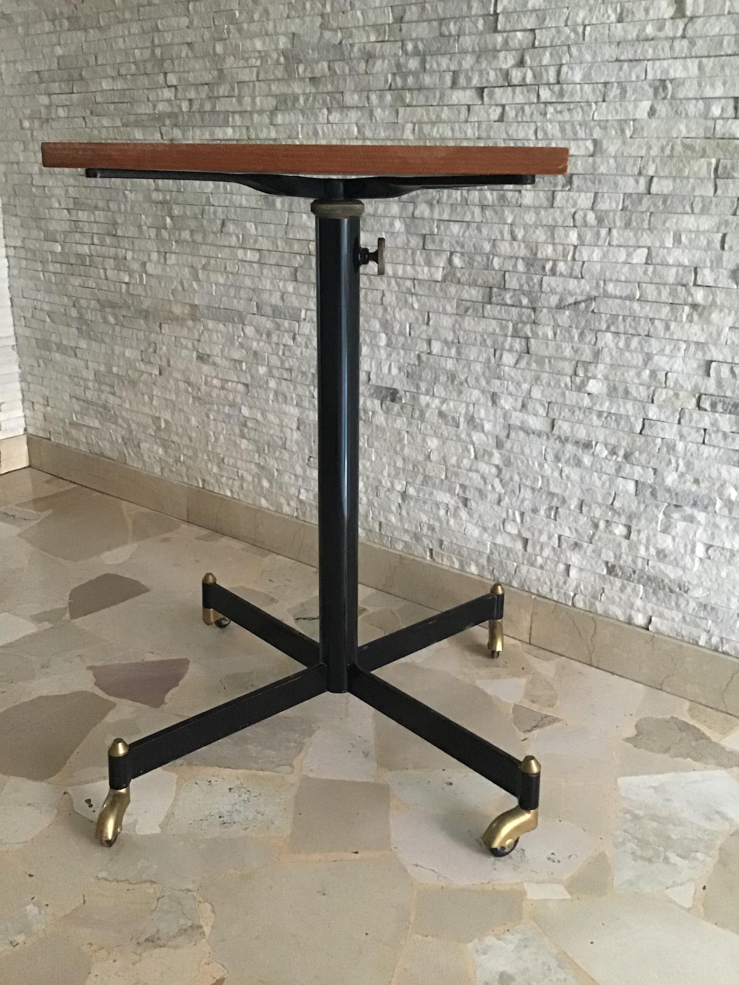 Mid-20th Century Ignazio Gardella Height adjustable Table Wood Brass 1950 Italy  For Sale