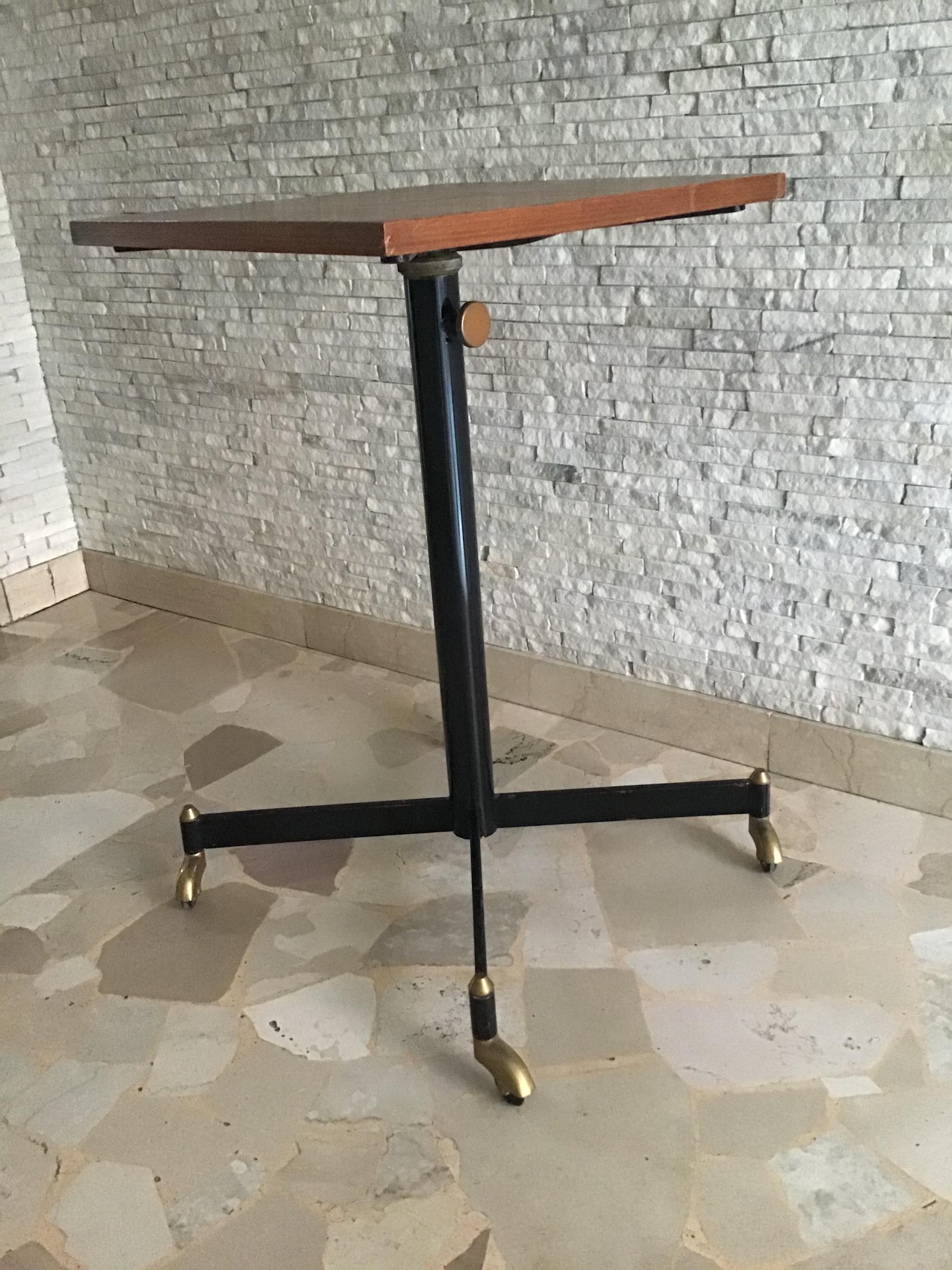 Ignazio Gardella Height adjustable Table Wood Brass 1950 Italy  For Sale 2