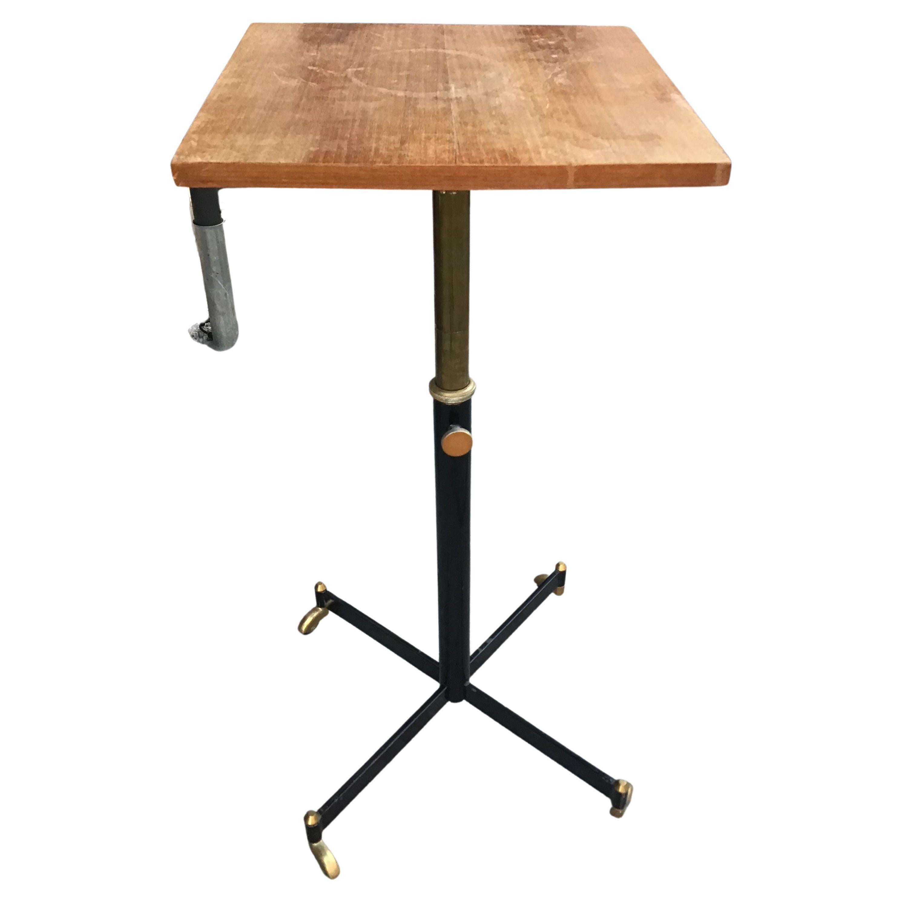 Ignazio Gardella Height adjustable Table Wood Brass 1950 Italy  For Sale