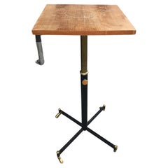 Retro Ignazio Gardella Height adjustable Table Wood Brass 1950 Italy 