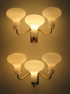 Ignazio Gardella Apliques de latón italiano LP12 Lámparas de pared Azucena Italia Años 60