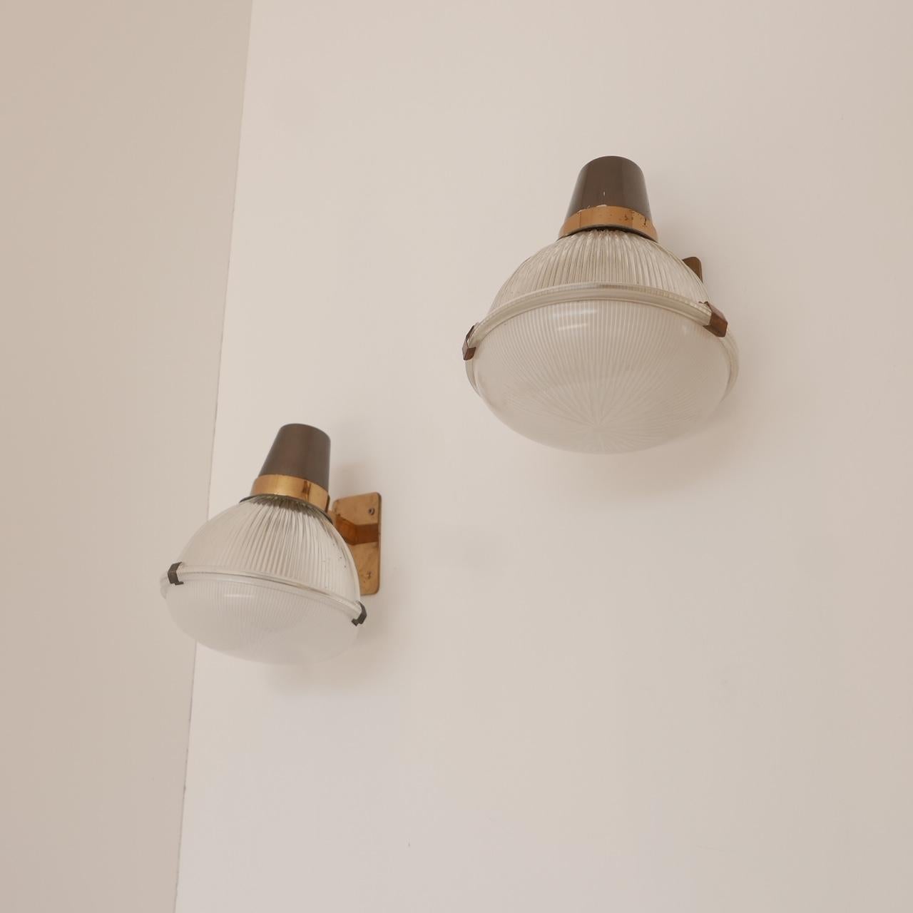 Brass Ignazio Gardella Italian Midcentury LP6 Wall Lights for Azucena '3'