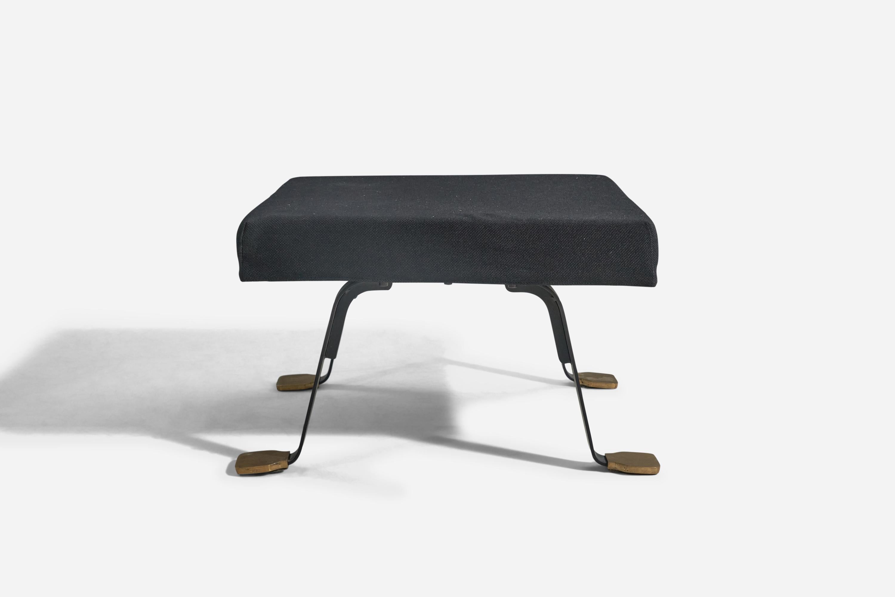 Metà XX secolo Ignazio Gardella, Sedia da salotto e ottomana, ottone, tessuto, Gavina, Italia, 1957