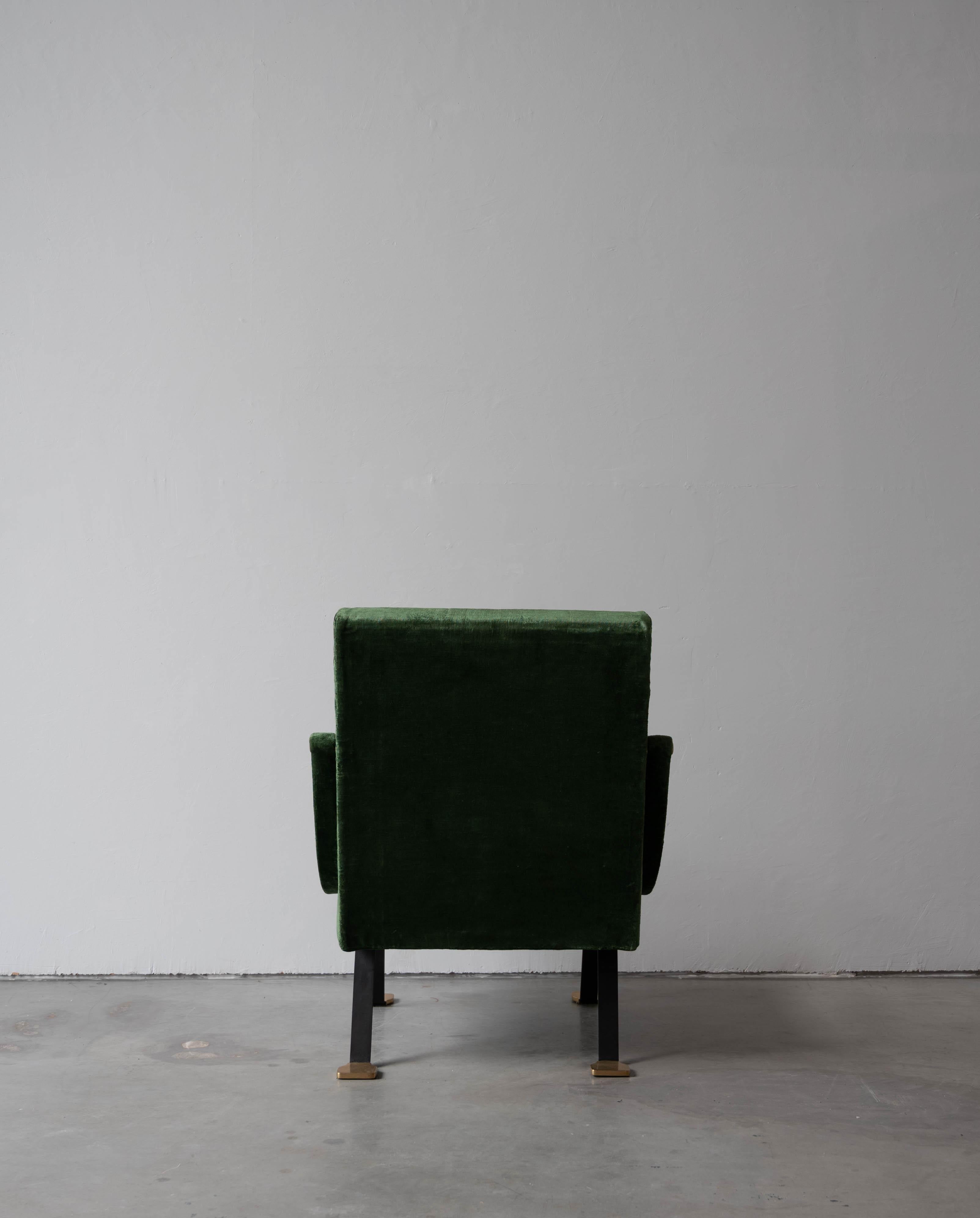 Ignazio Gardella, Lounge Chair, Brass, Metal, Green Velvet, Gavina, Italy, 1957 2