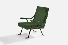 Ignazio Gardella, Lounge Chair, Brass, Metal, Velvet, Italy, 1957