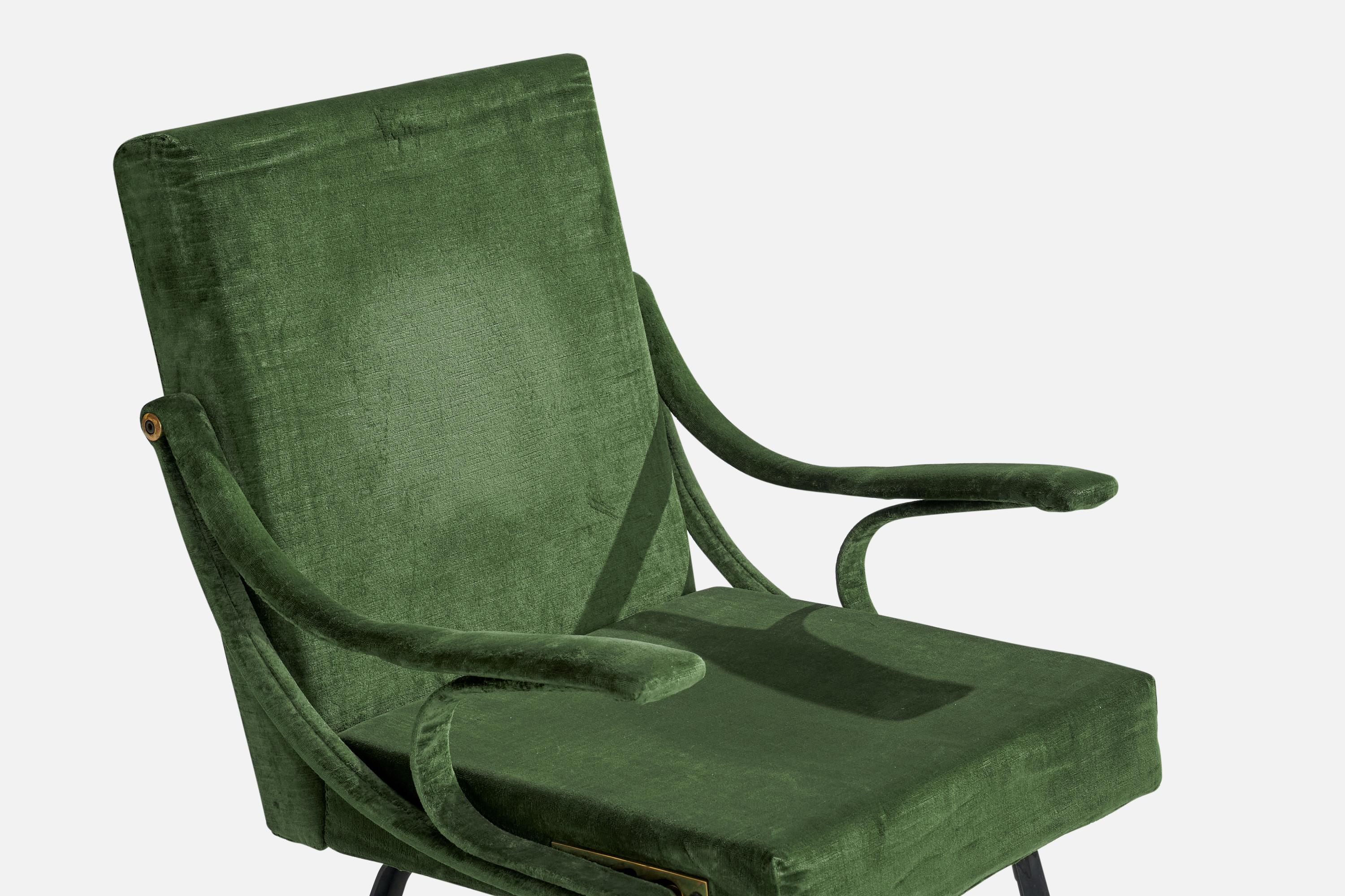 Ignazio Gardella, Lounge Chair, Brass, Metal, Velvet, Italy, 1957 For Sale 2
