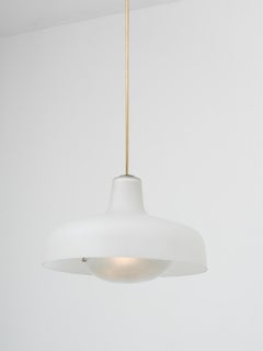 Pair of Ignazio Gardella "Paolina" Glass and Brass Pendant Lamps, Azucena 1957