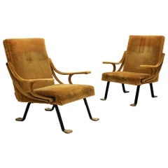 Ignazio Gardella Mid-Century Modern Model "Digamma" Italian Pair of Armchairs