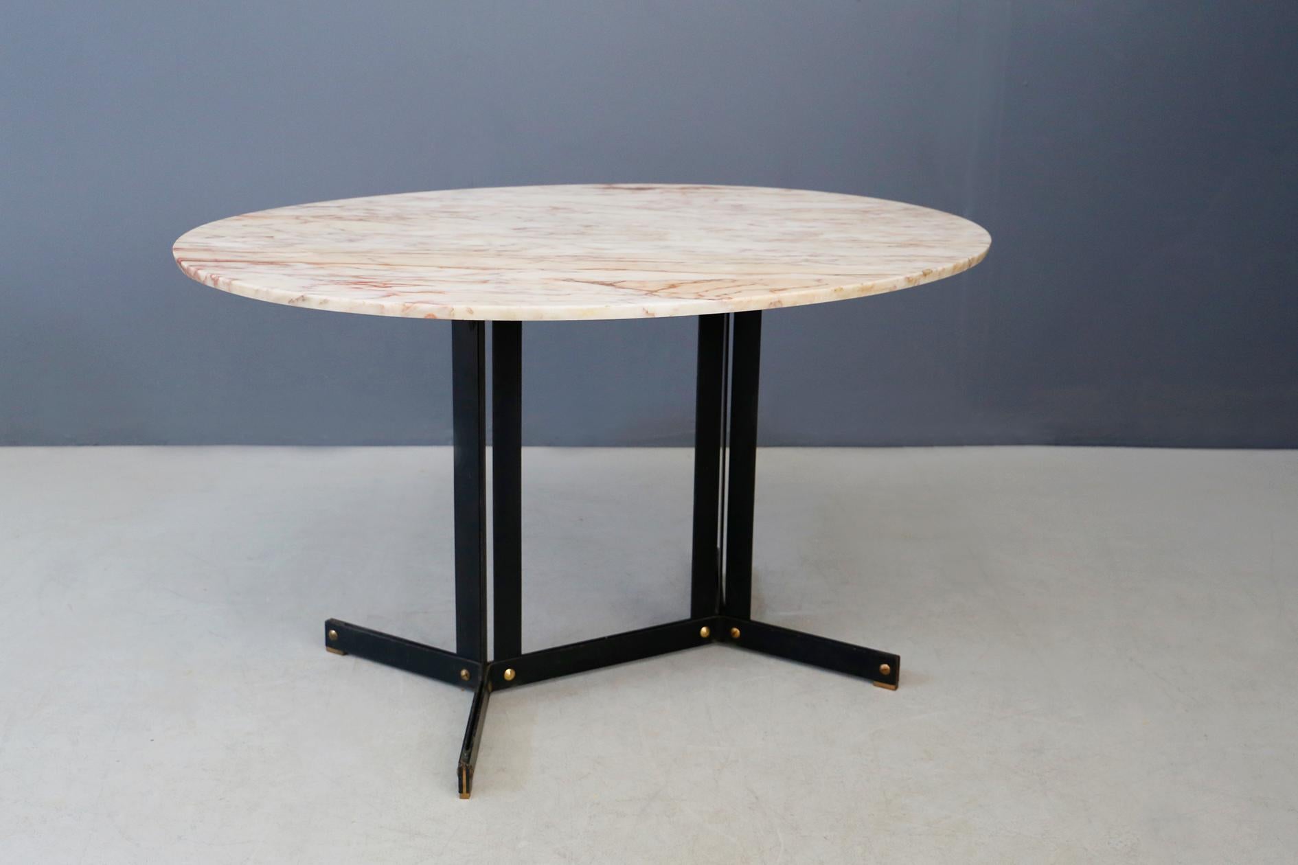 Mid-Century Modern Ignazio Gardella Style Midcentury Table Oval in Calacatta Pink Marble, 1960s