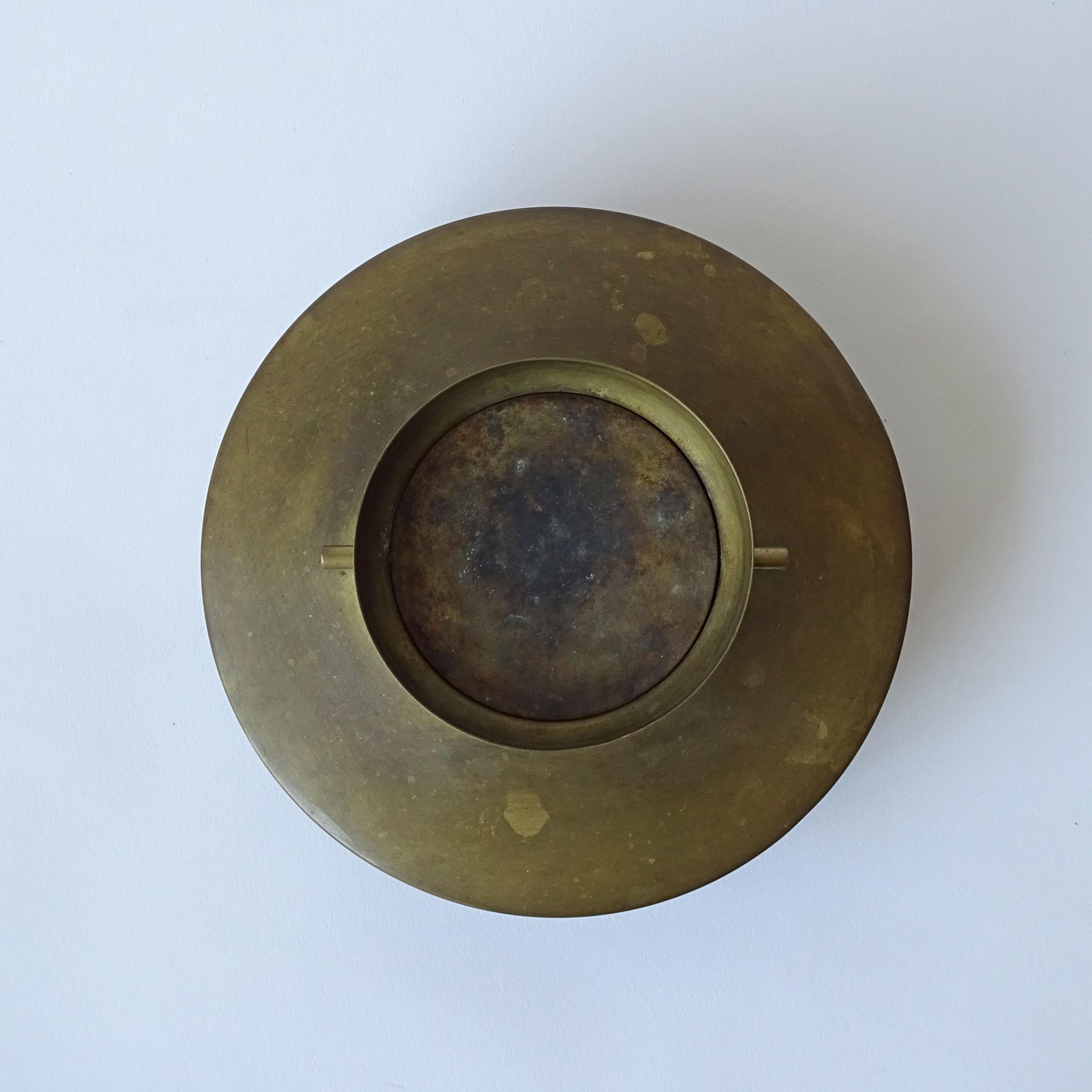 Ignazio Gardella Nickel on Brass Ashtray for Azucena, Italy 1950s In Good Condition For Sale In Milan, IT