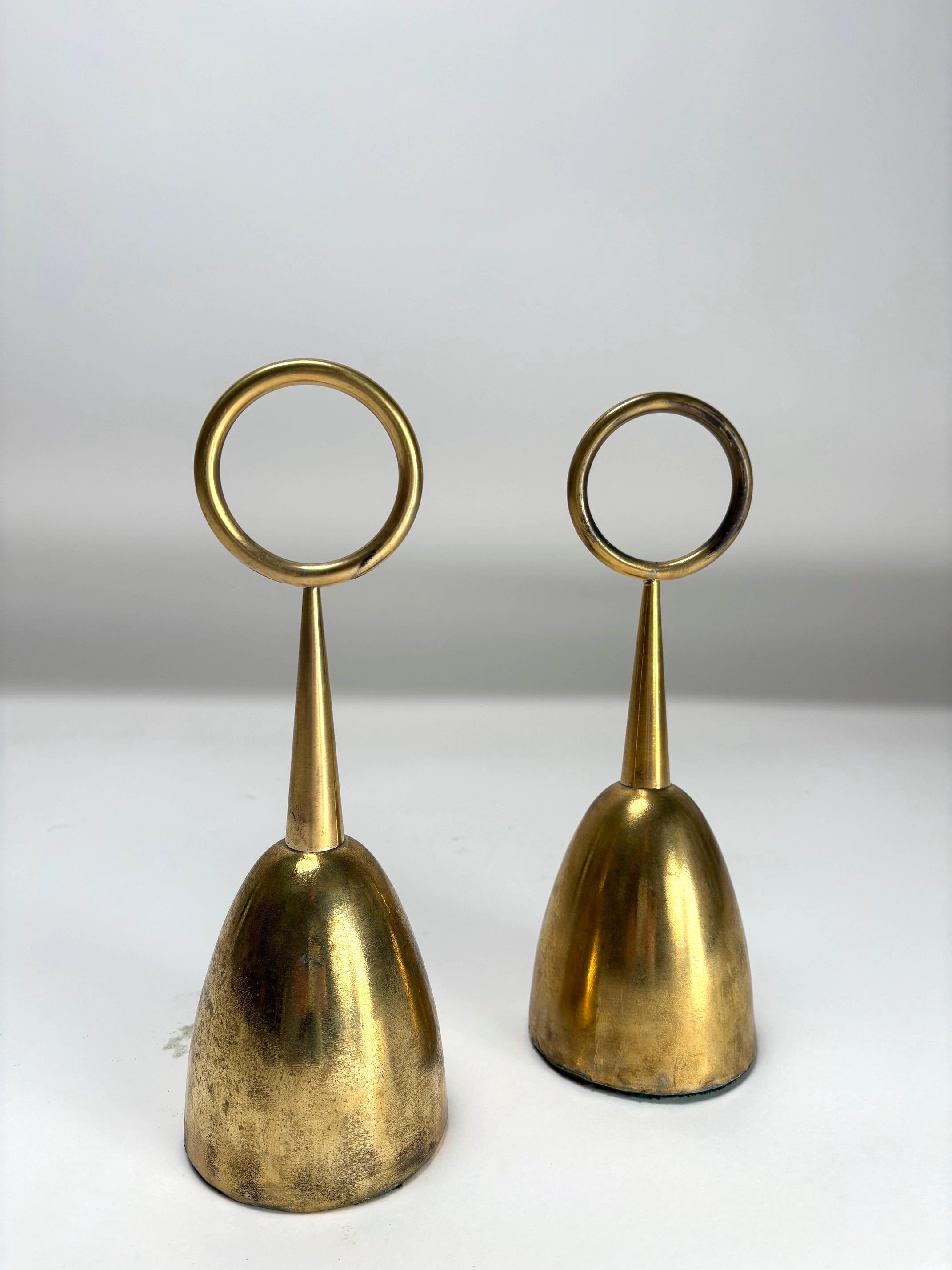 Mid-20th Century Ignazio Gardella, Pair of Brass Doorstops by Azucena, Italy, 1950s For Sale