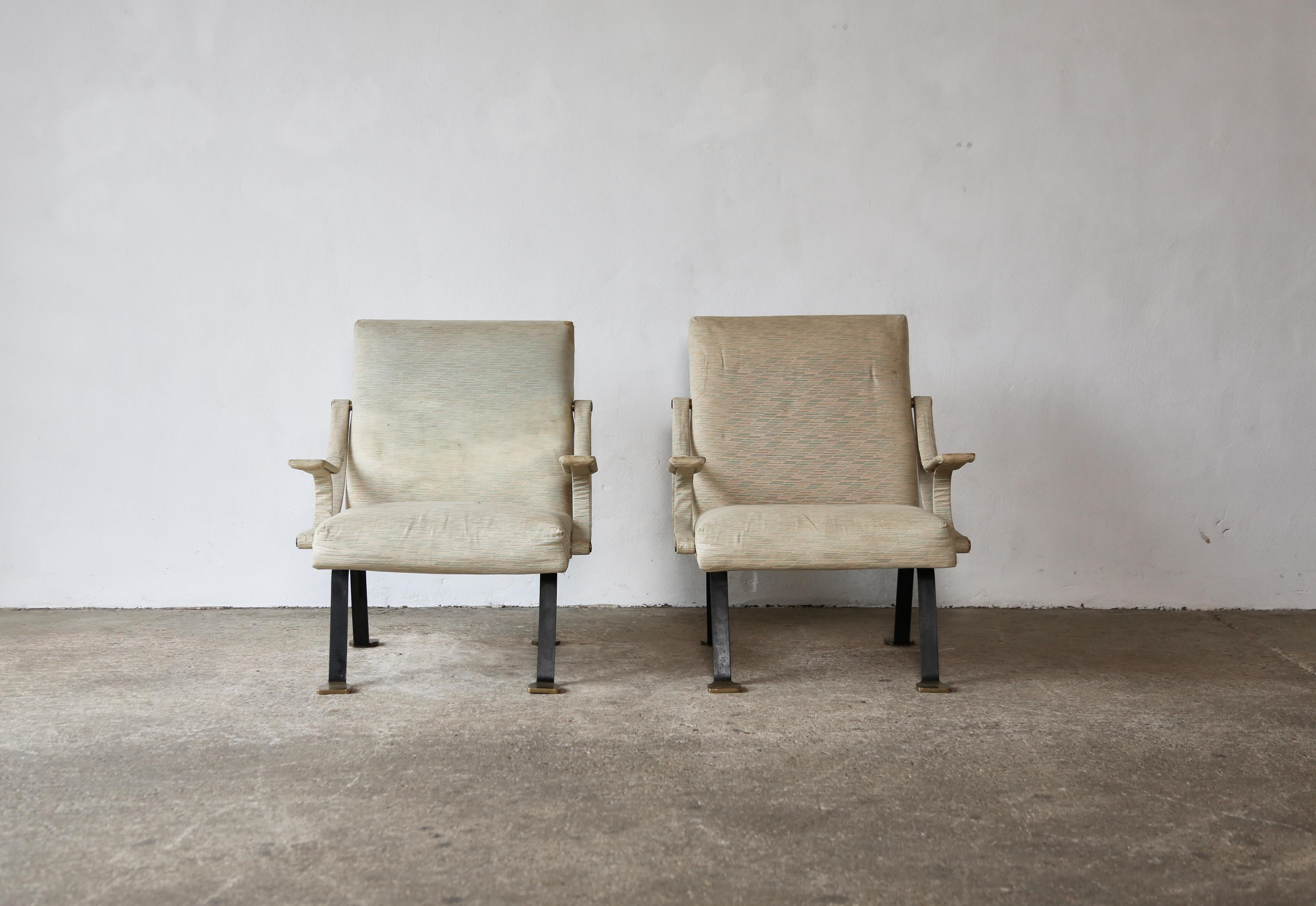 Ignazio Gardella Reclining Digamma Chairs, 1960s, Italy, For Reupholstery For Sale 6