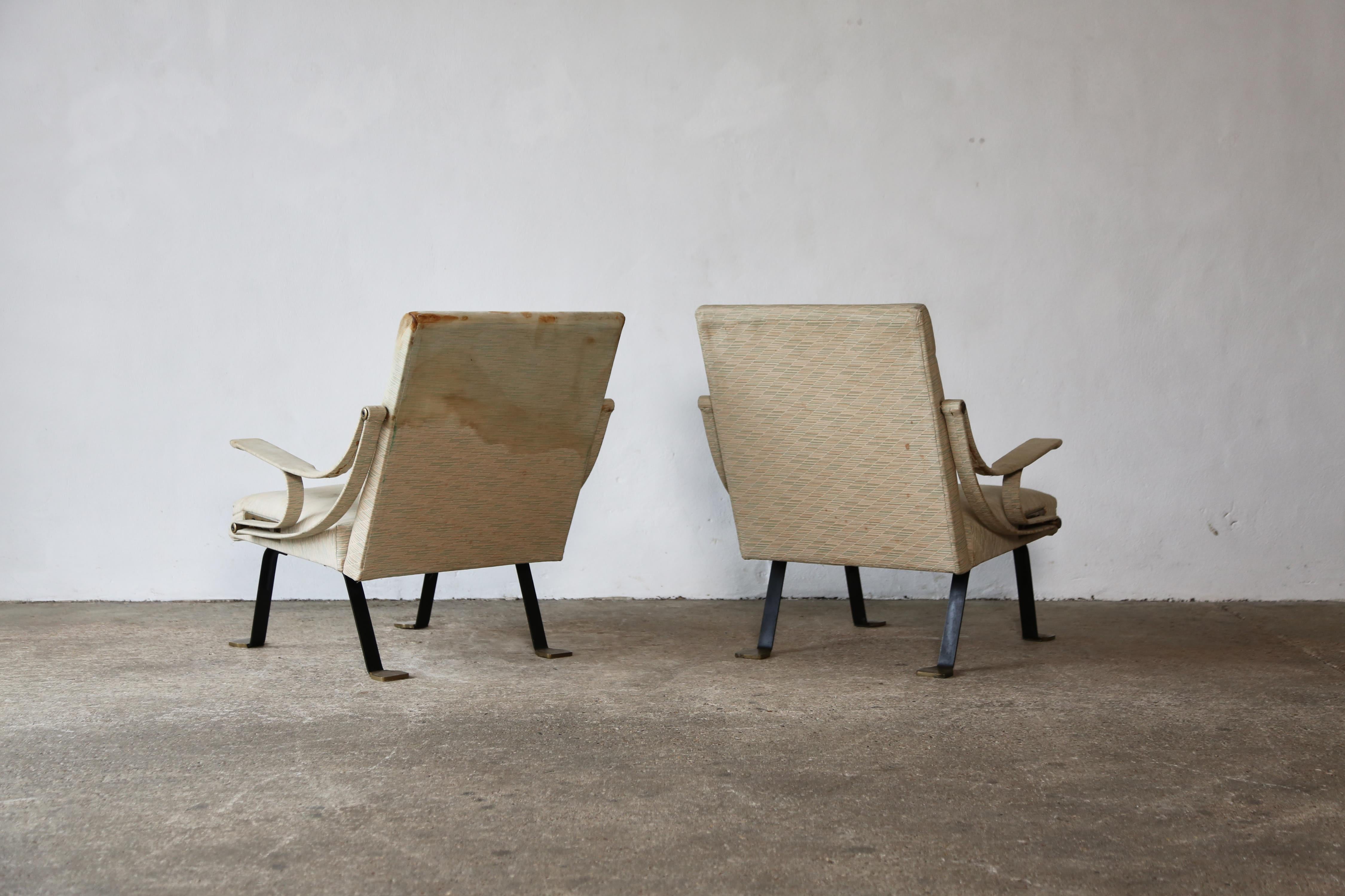 Ignazio Gardella Reclining Digamma Chairs, 1960s, Italy, For Reupholstery For Sale 8