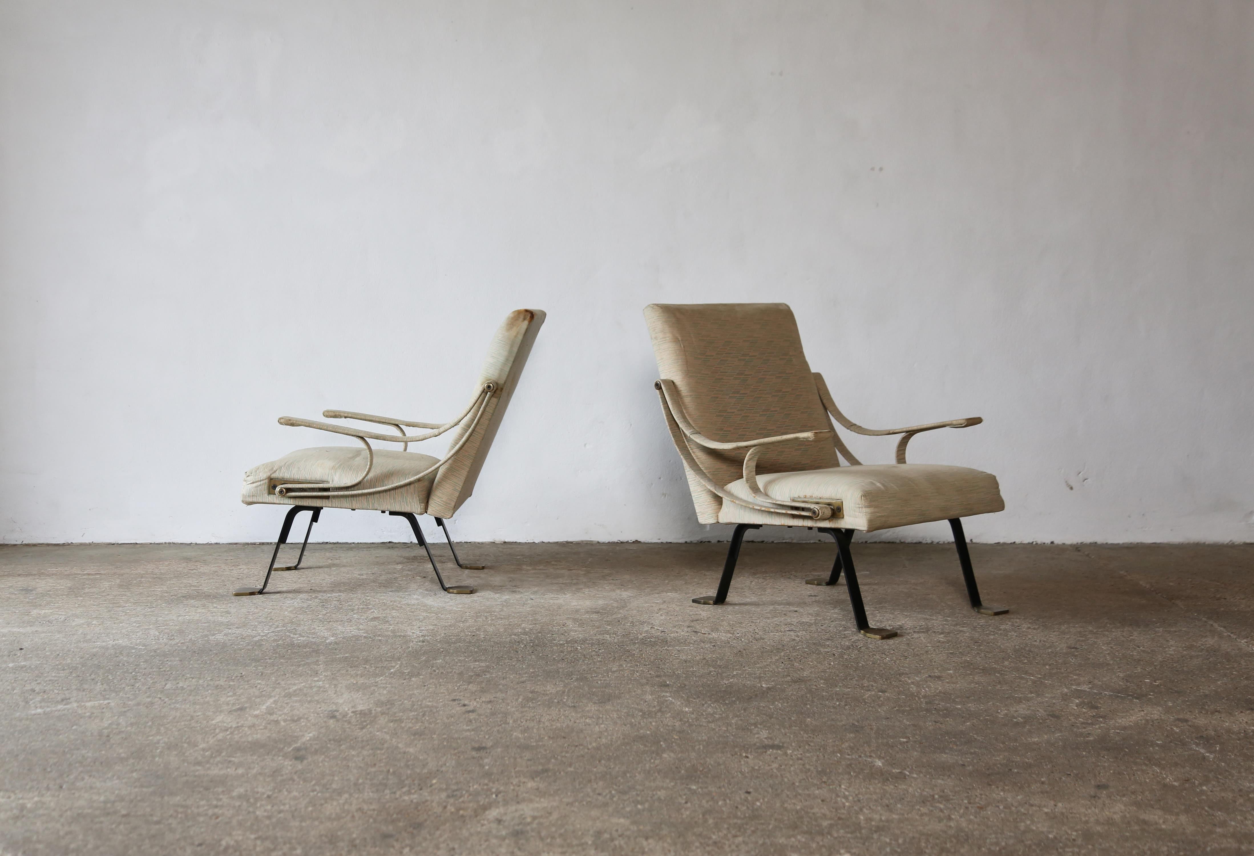 Italian Ignazio Gardella Reclining Digamma Chairs, 1960s, Italy, For Reupholstery For Sale