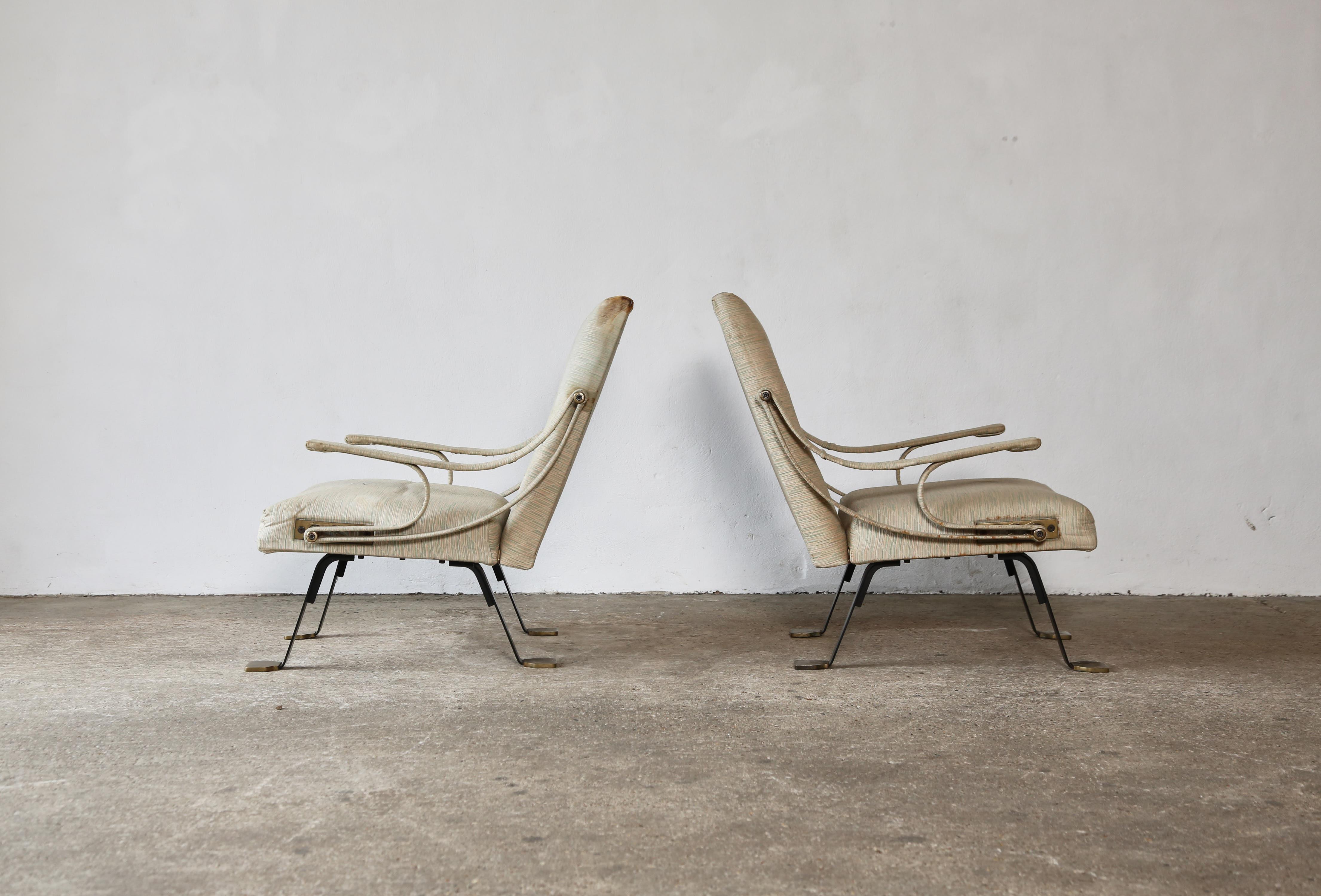 Ignazio Gardella Reclining Digamma Chairs, 1960s, Italy, For Reupholstery For Sale 1