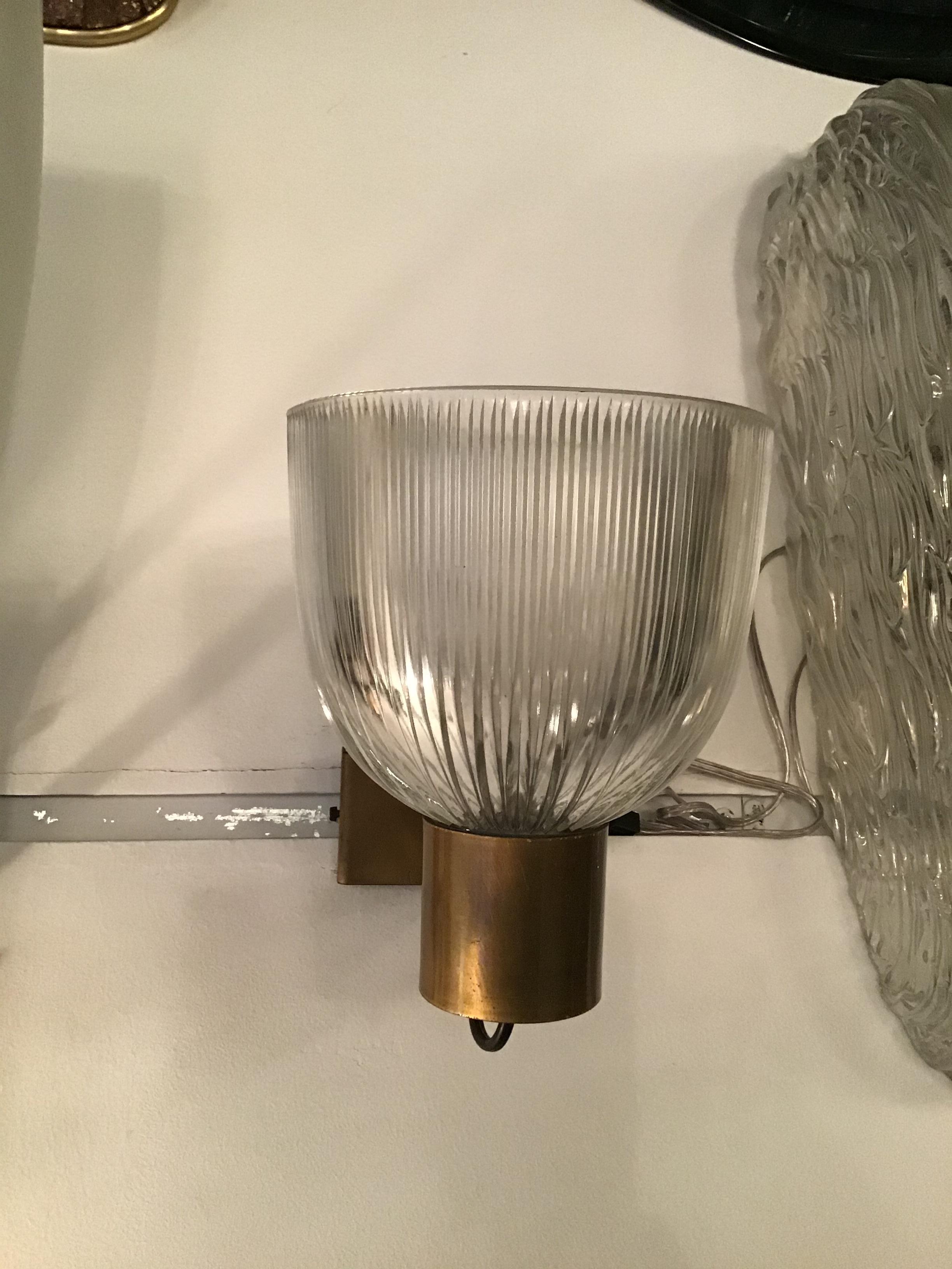 Ignazio Gardella Sconces Glass Brass, 1960, Italy For Sale 7