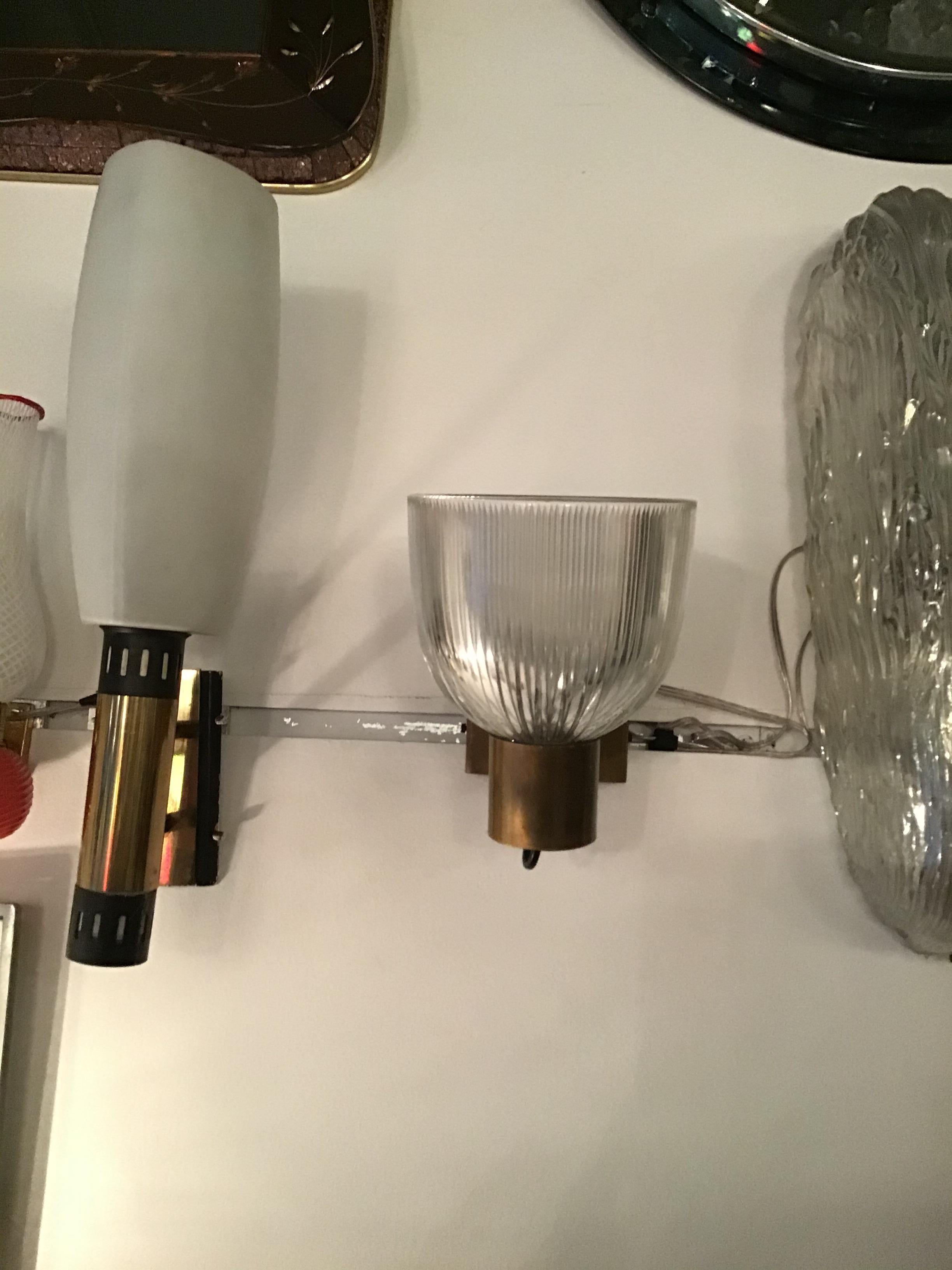 Other Ignazio Gardella Sconces Glass Brass, 1960, Italy For Sale