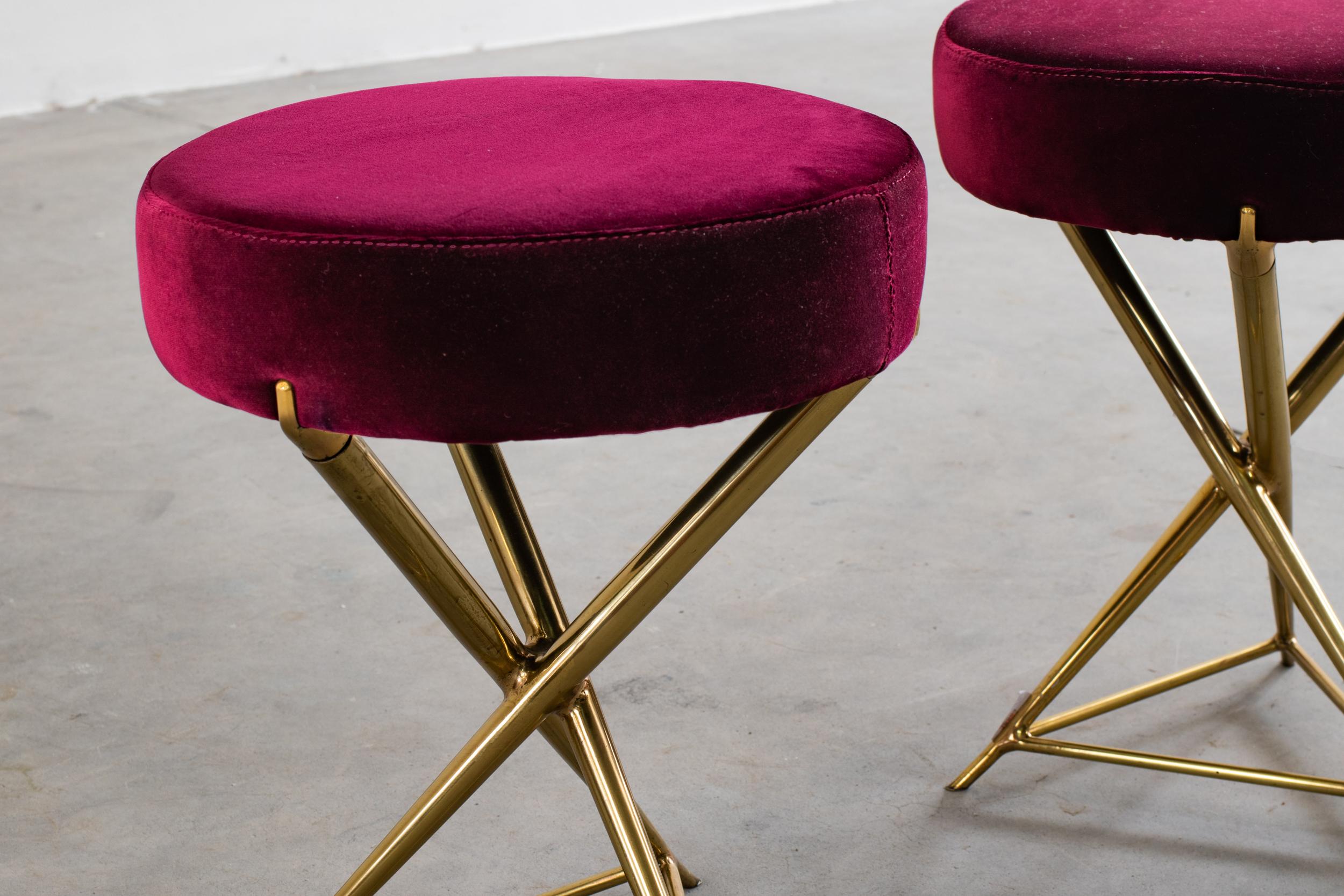 Ignazio Gardella Set of Two Brass Stools, 1950s, Italy In Good Condition In Montecatini Terme, IT