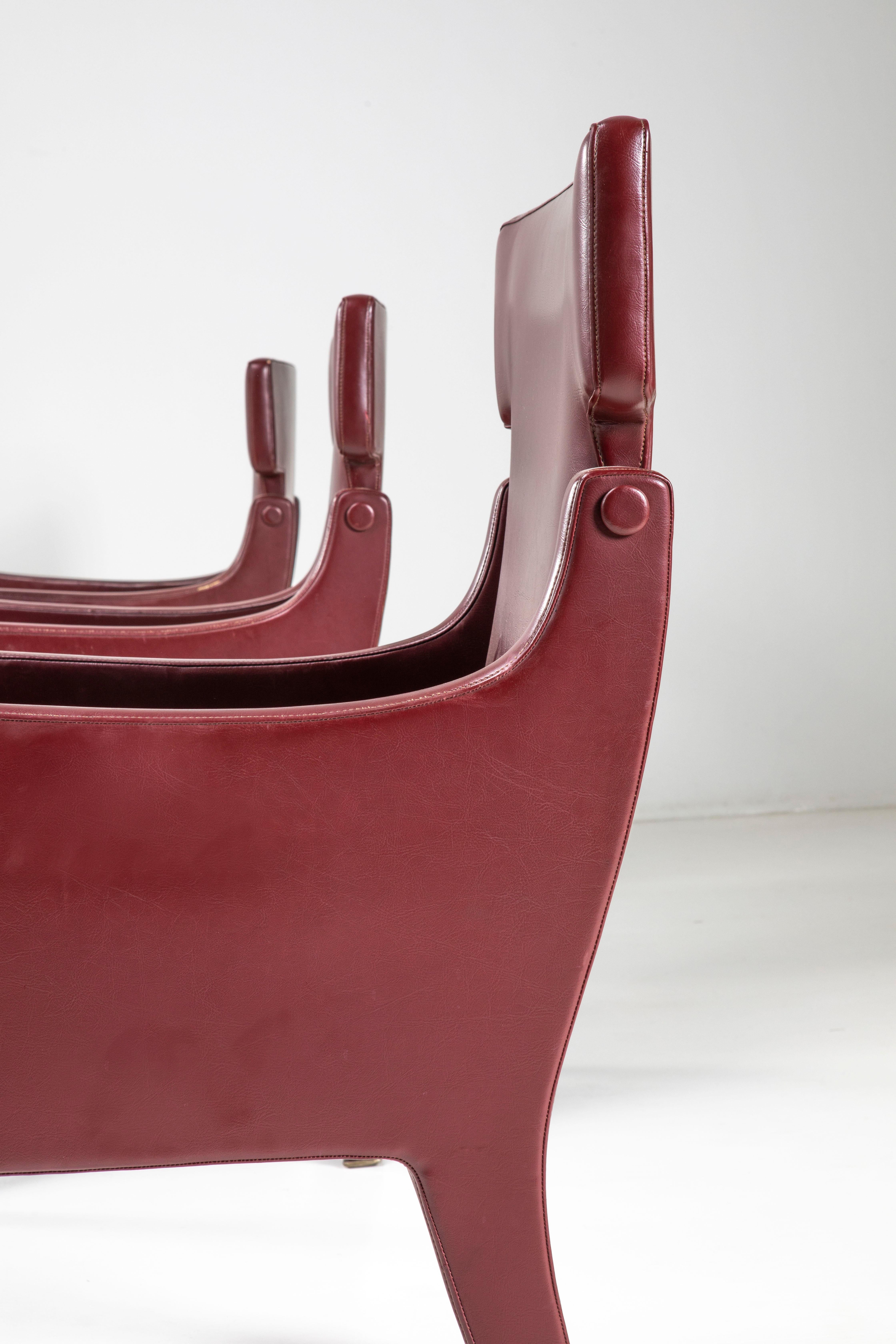 Faux Leather Ignazio Gardella Six armchairs P10 for Azucena, Italian Design 1963