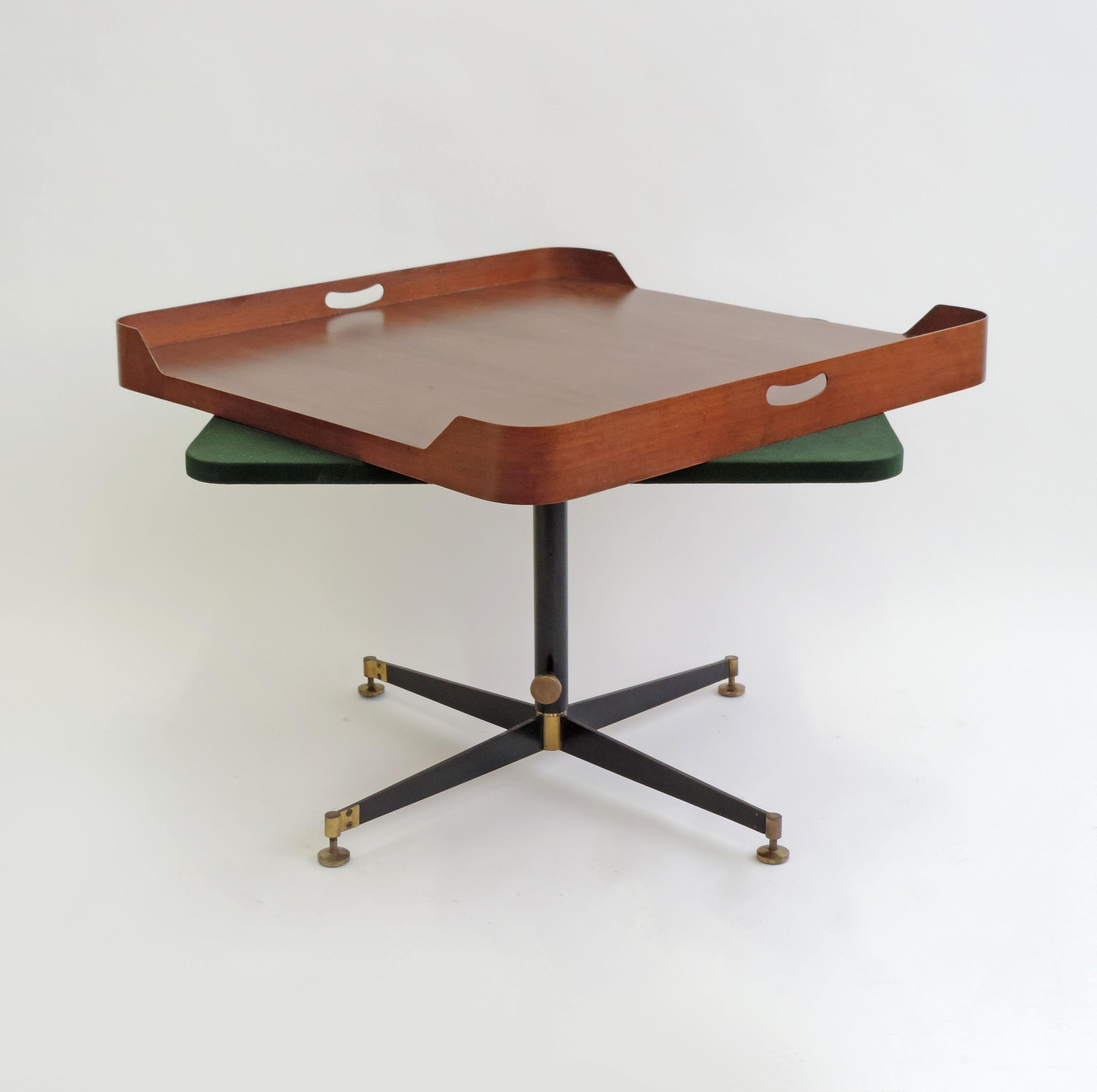 Rare Architect Ignazio Gardella 'T5' adjustable cocktail table for Azucena, Italy 1949.

The table has a removable tray top concealing a felted surface below and an adjustable base that extends in height for use as either a coffee table or game