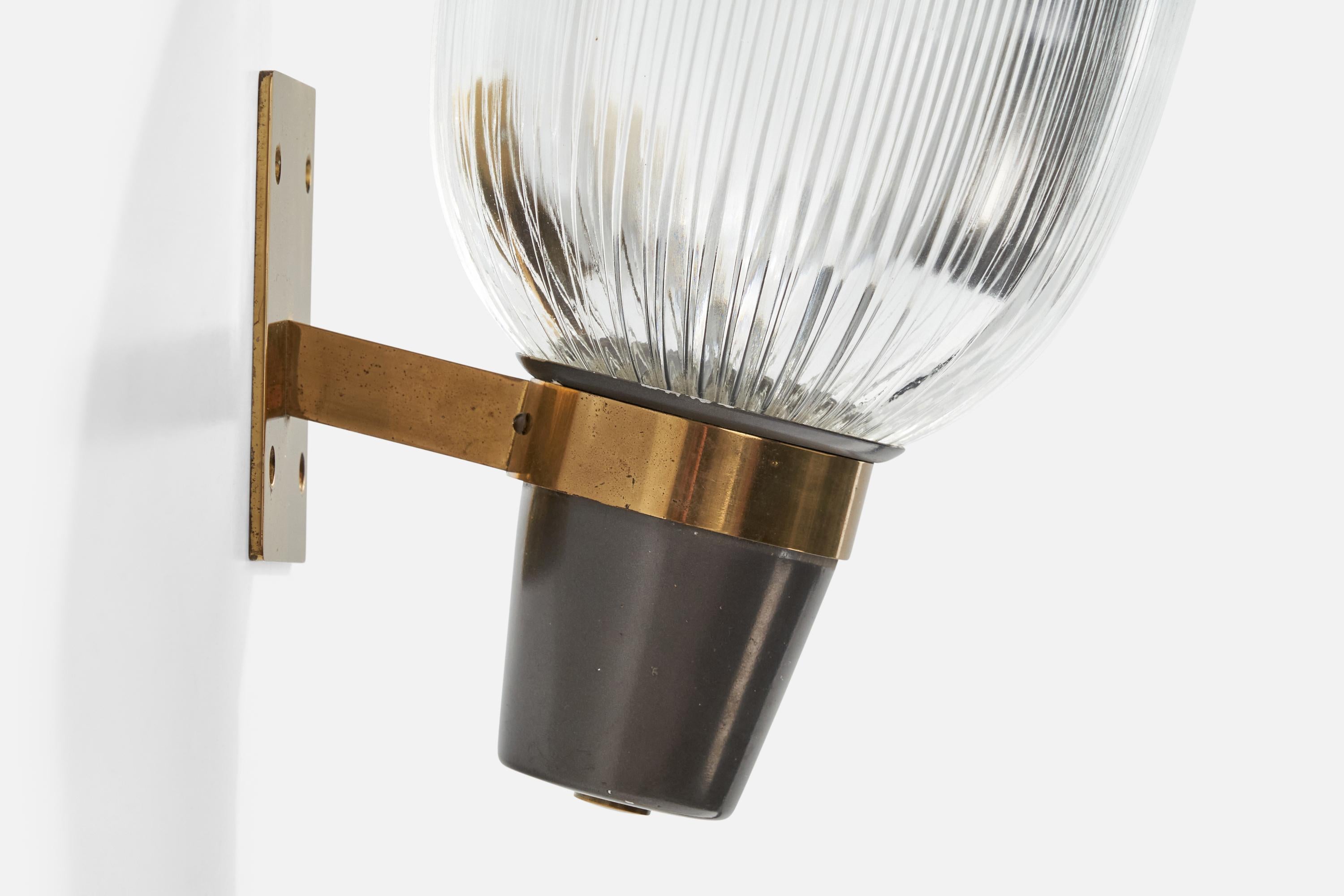 Mid-20th Century Ignazio Gardella, Wall Light, Brass, Glass, Metal, Italy, 1960s For Sale