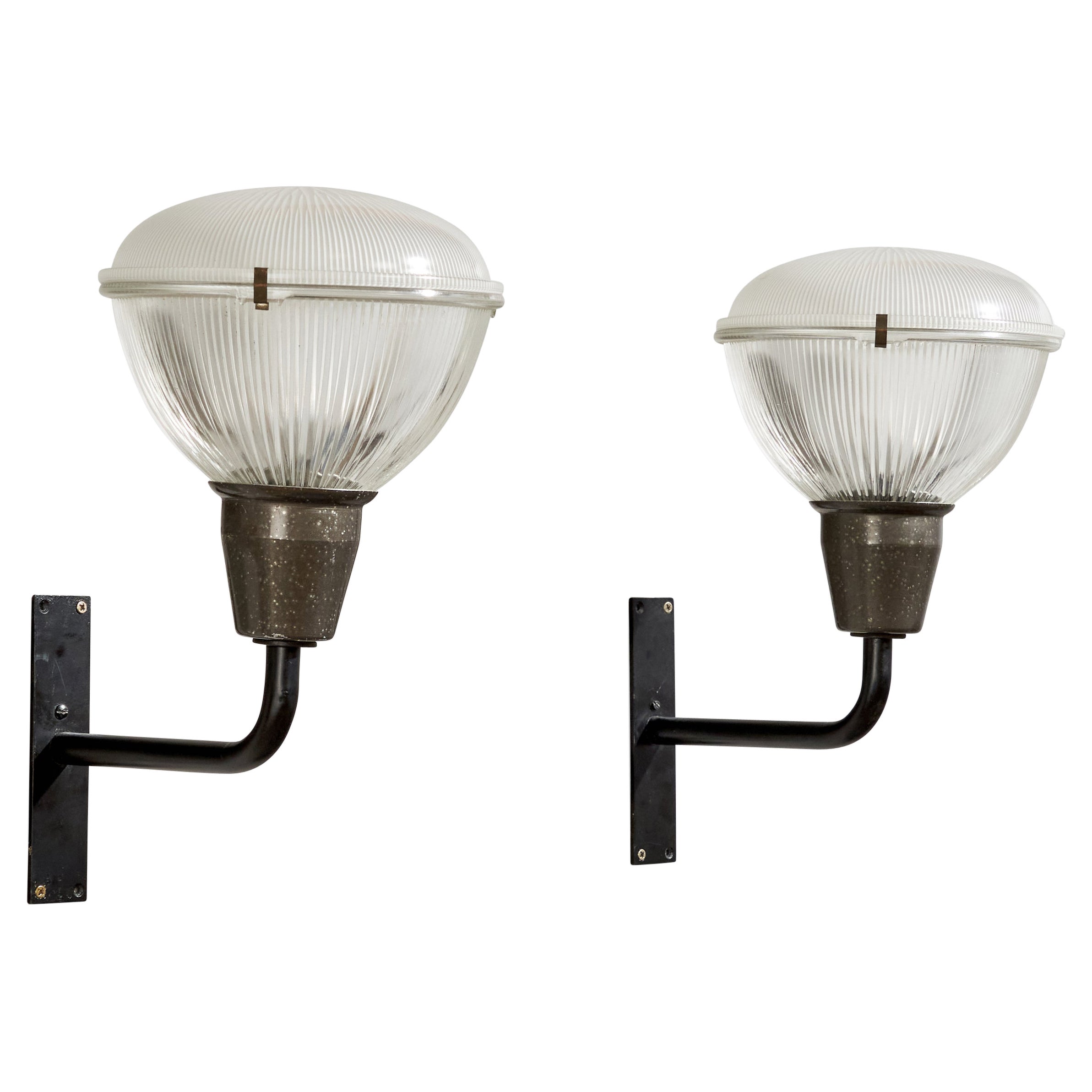 Ignazio Gardella, Wall Lights, Metal, Glass, Italy, 1950s