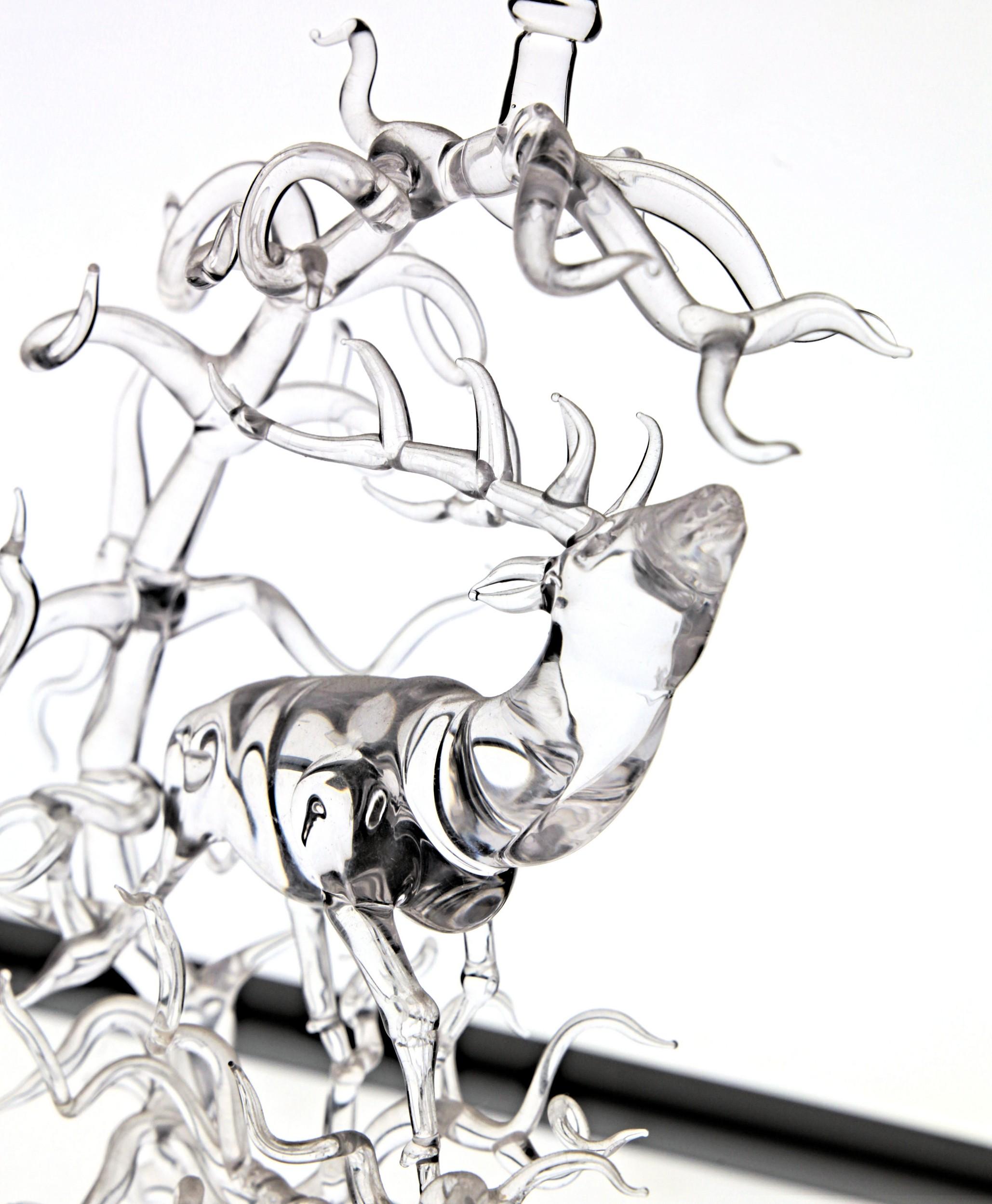 Igor Balbi, Goblet of Aesop's the Stag at the River Murano Clear Glass, 1990s 3