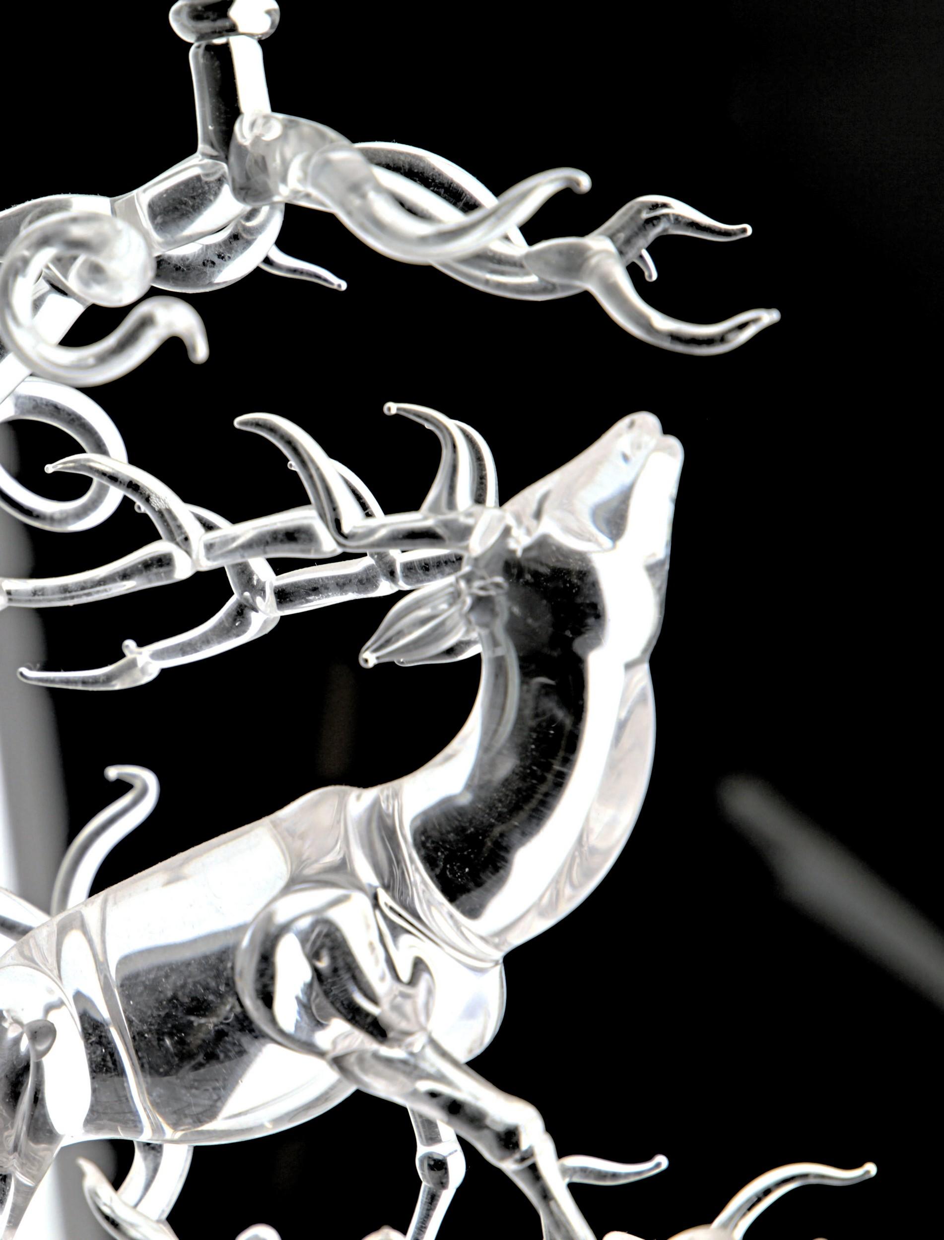 Igor Balbi, Goblet of Aesop's the Stag at the River Murano Clear Glass, 1990s 4
