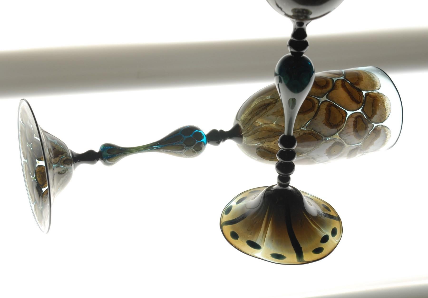 Igor Balbi Murano Pauly Venecia Pareja de copas de cristal de Murano turquesa en venta 8