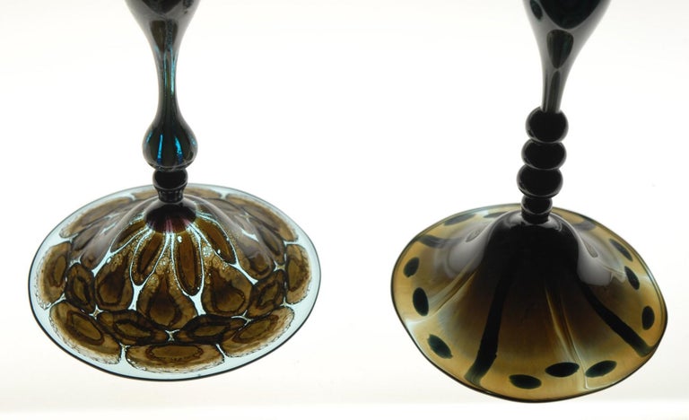 Igor Balbi Murano Pauly Venice Pair of Turtoise Murano Glass Goblets For Sale 12
