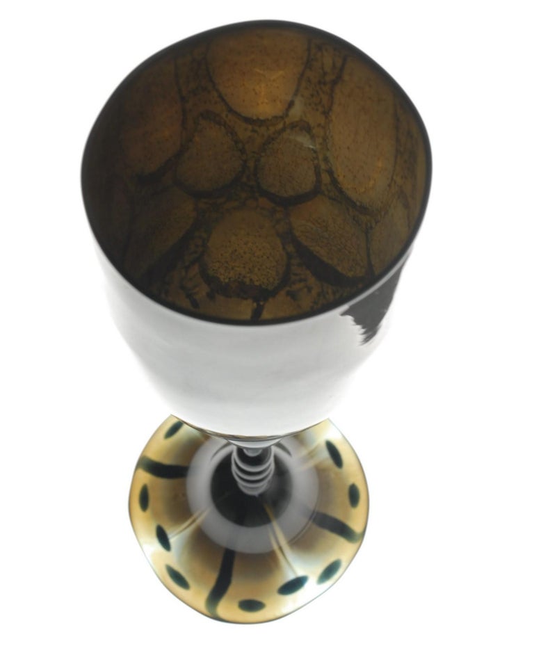 Contemporary Igor Balbi Murano Pauly Venice Pair of Turtoise Murano Glass Goblets For Sale
