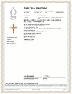 Igor Carl Faberge Diamond Ruby Red Enamel Imperial Yellow Gold Cross Necklace