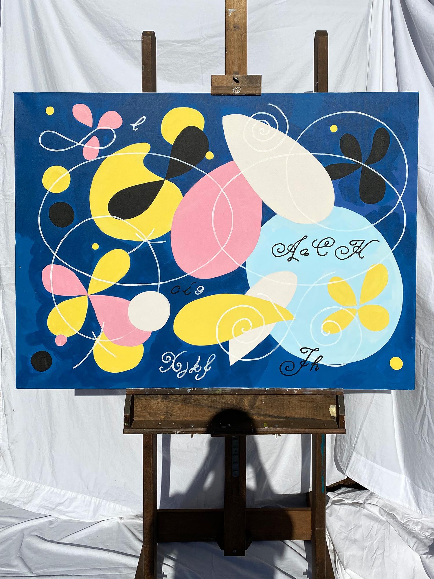 <p>Artist Comments<br>Artist Igor Dukic adopts style influences from Hilma af Klint in this abstract piece. He depicts an abstract modernist painting based on his mystical experience. On canvas, atoms dance in the ecstasy of love. Frenzied spiraling