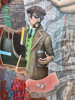 Diamantes para Ernestina-paisaje romántico de ciudad imaginaria hecho en rojo azul