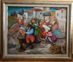 Kostacis con i suoi colibrì Scena popolare figurativa in un ambiente rinascimentale