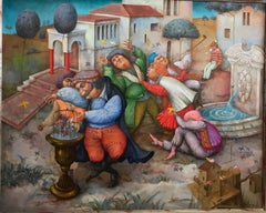 Kostacis with his hummingbirds Figurative popular scene in a Renaissance setting